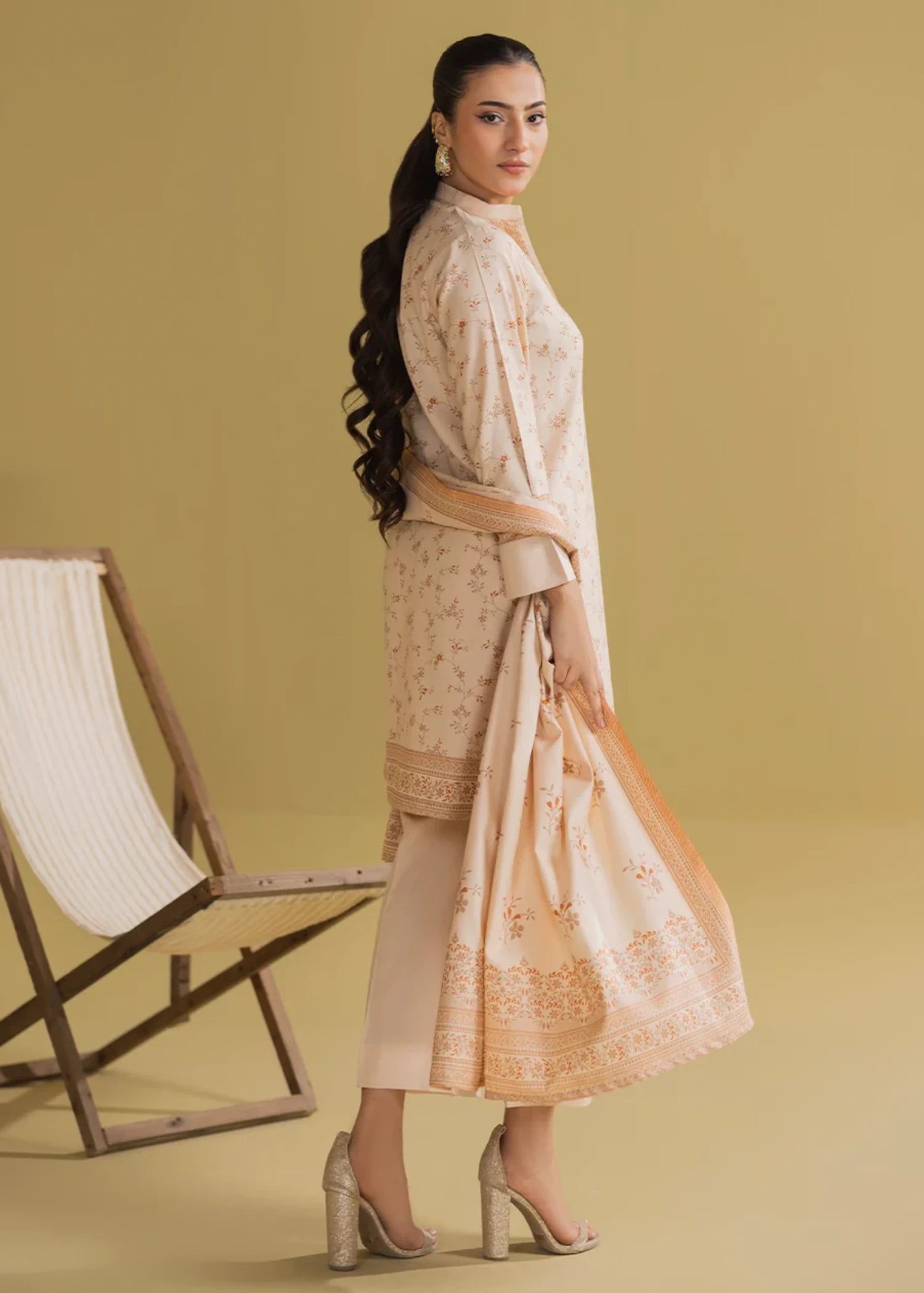 dhanak Unstitched in Eggshell