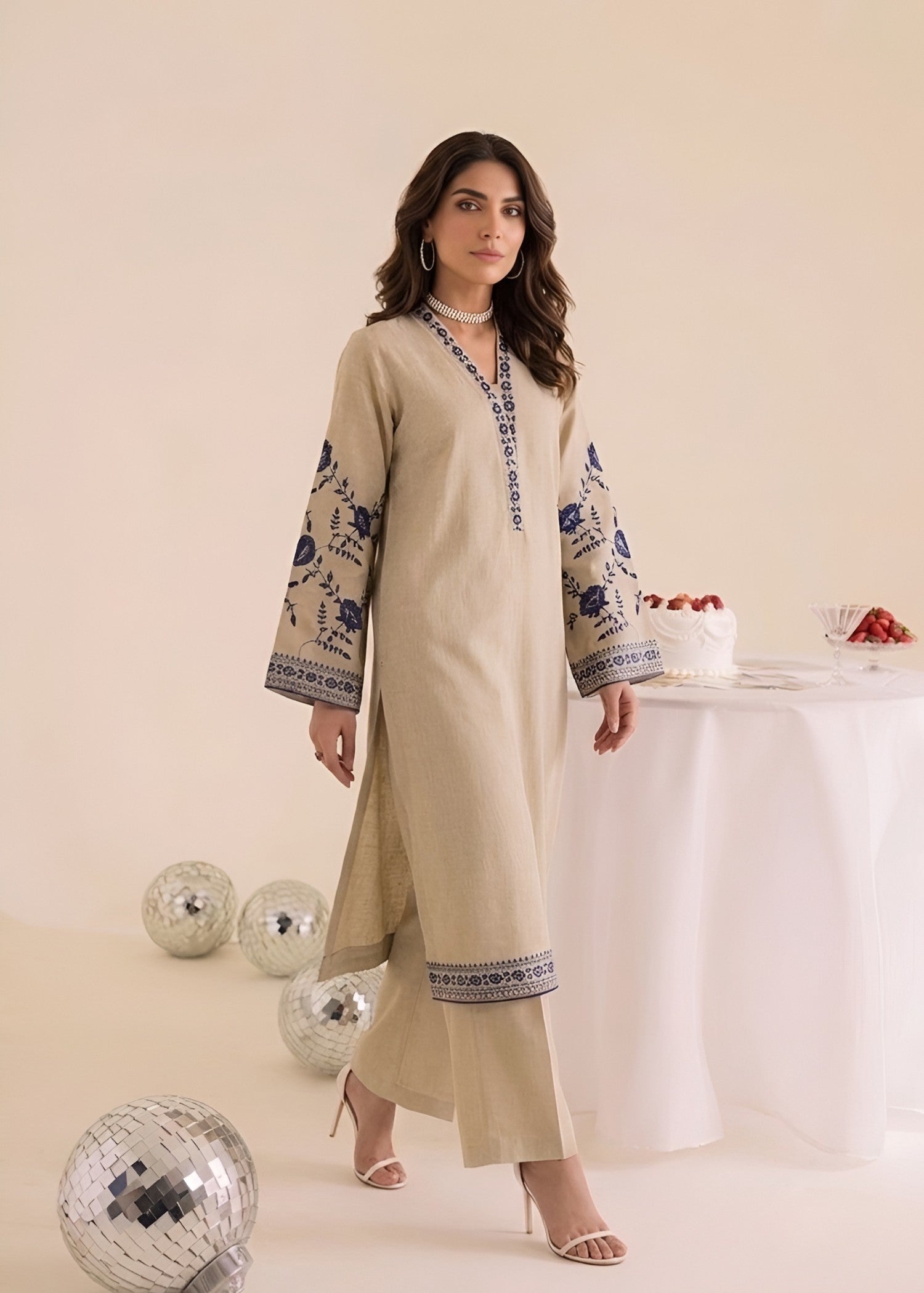 linen Kurta Set in Antique white