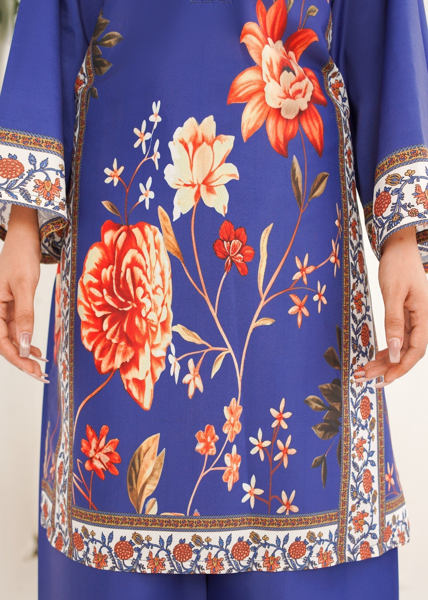 polyester crepe Co Ord Sets in Sapphire blue