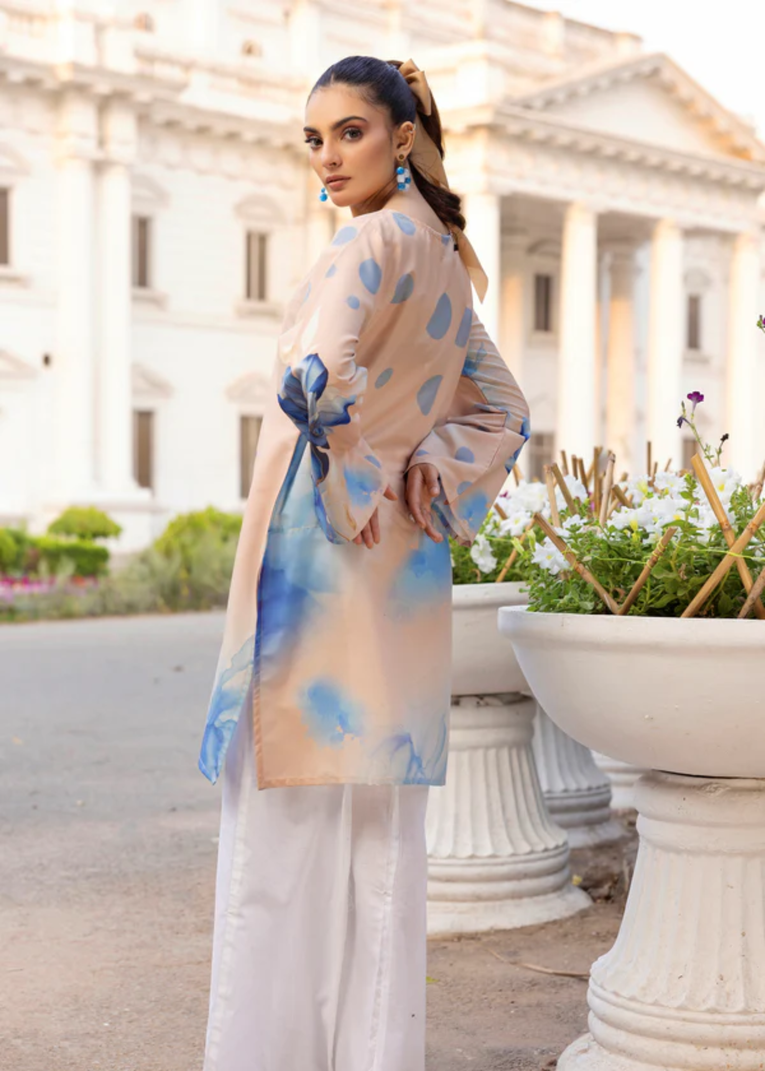 lawn Kurti in Peach pink