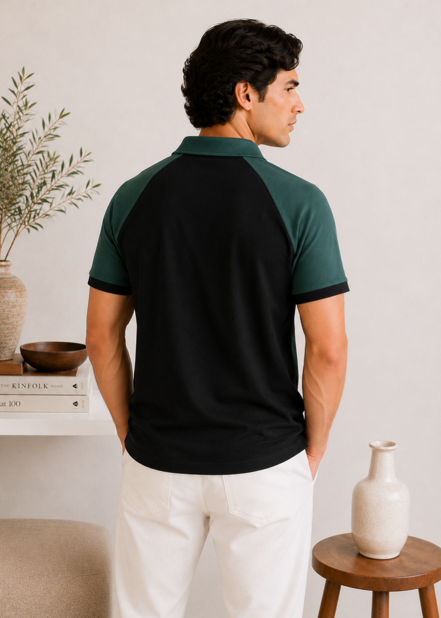 cotton pique Polo Shirt in Black, dark green