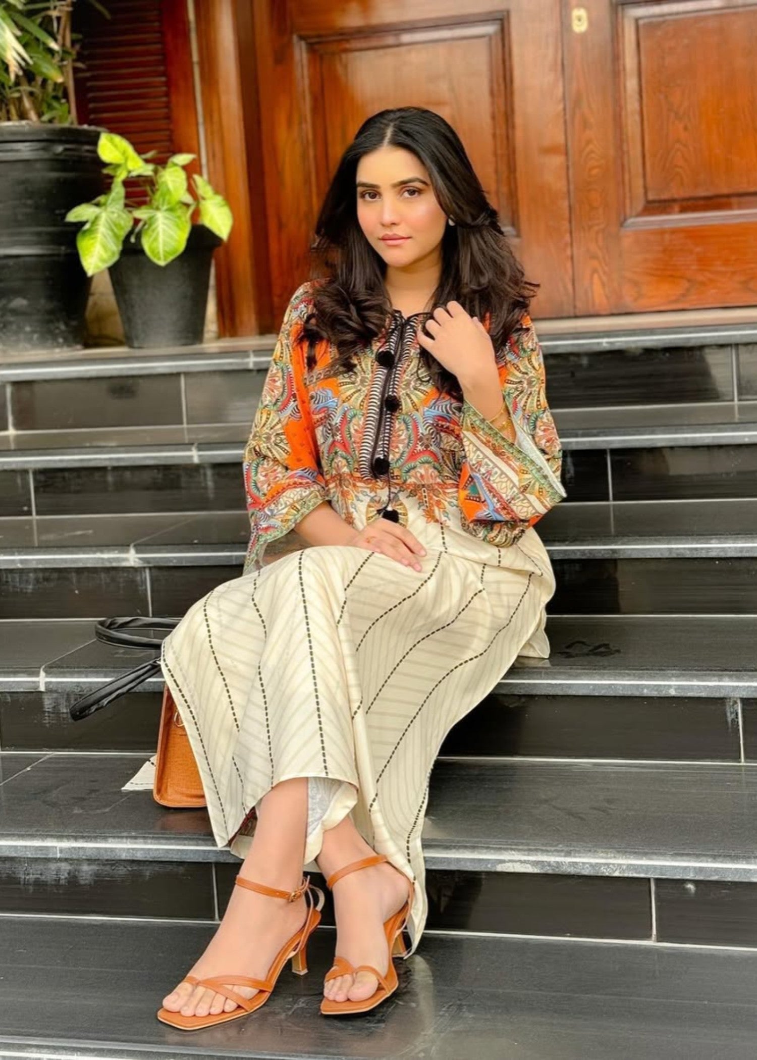 poly lawn Co Ord Sets in Orange