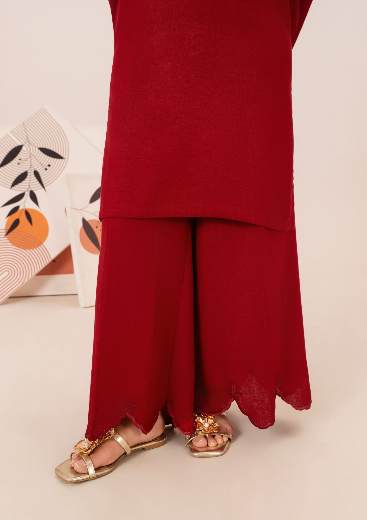 silk karandi Kurta Set in Maroon