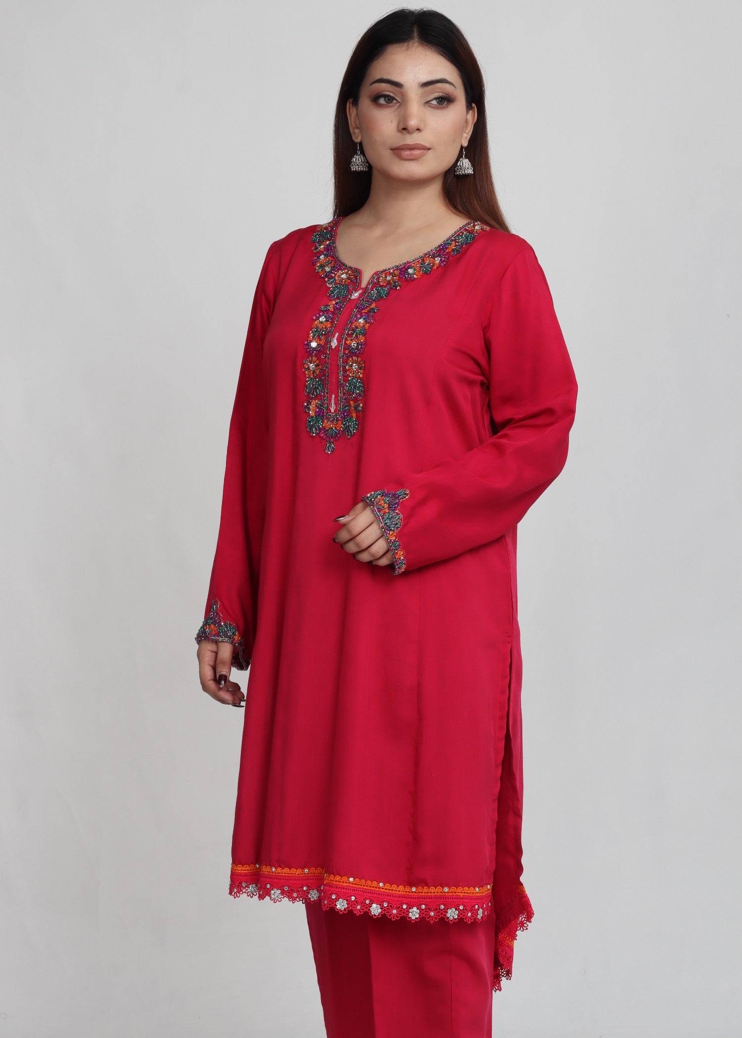 viscose Kurta Set in Red