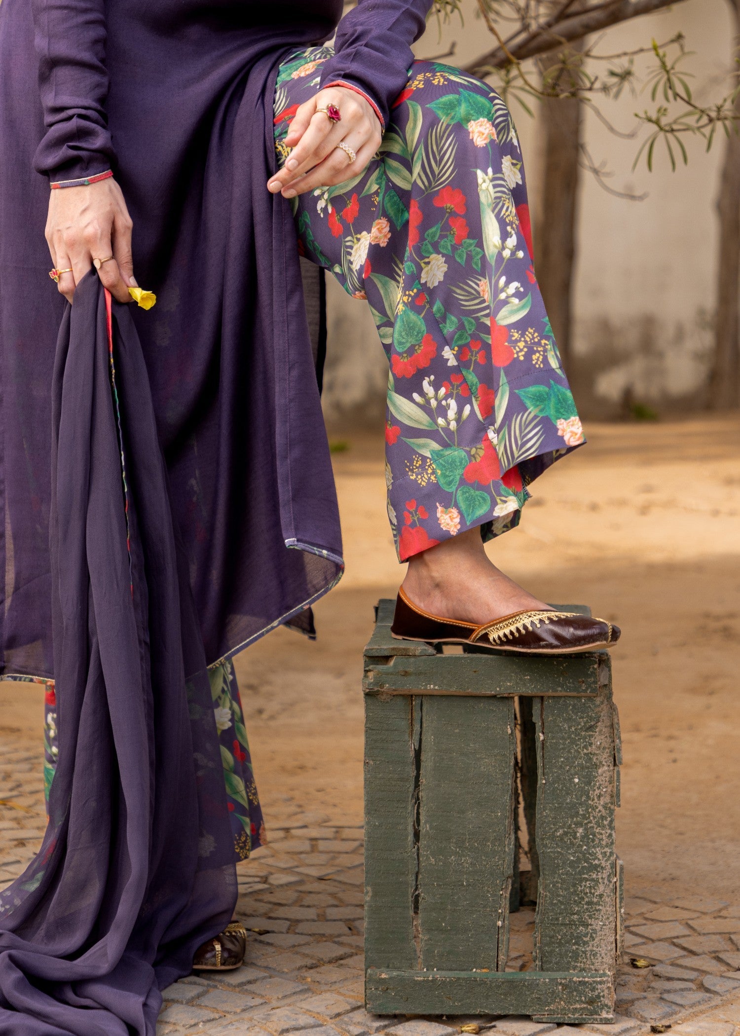 cotton voile Kurta Set in Multi