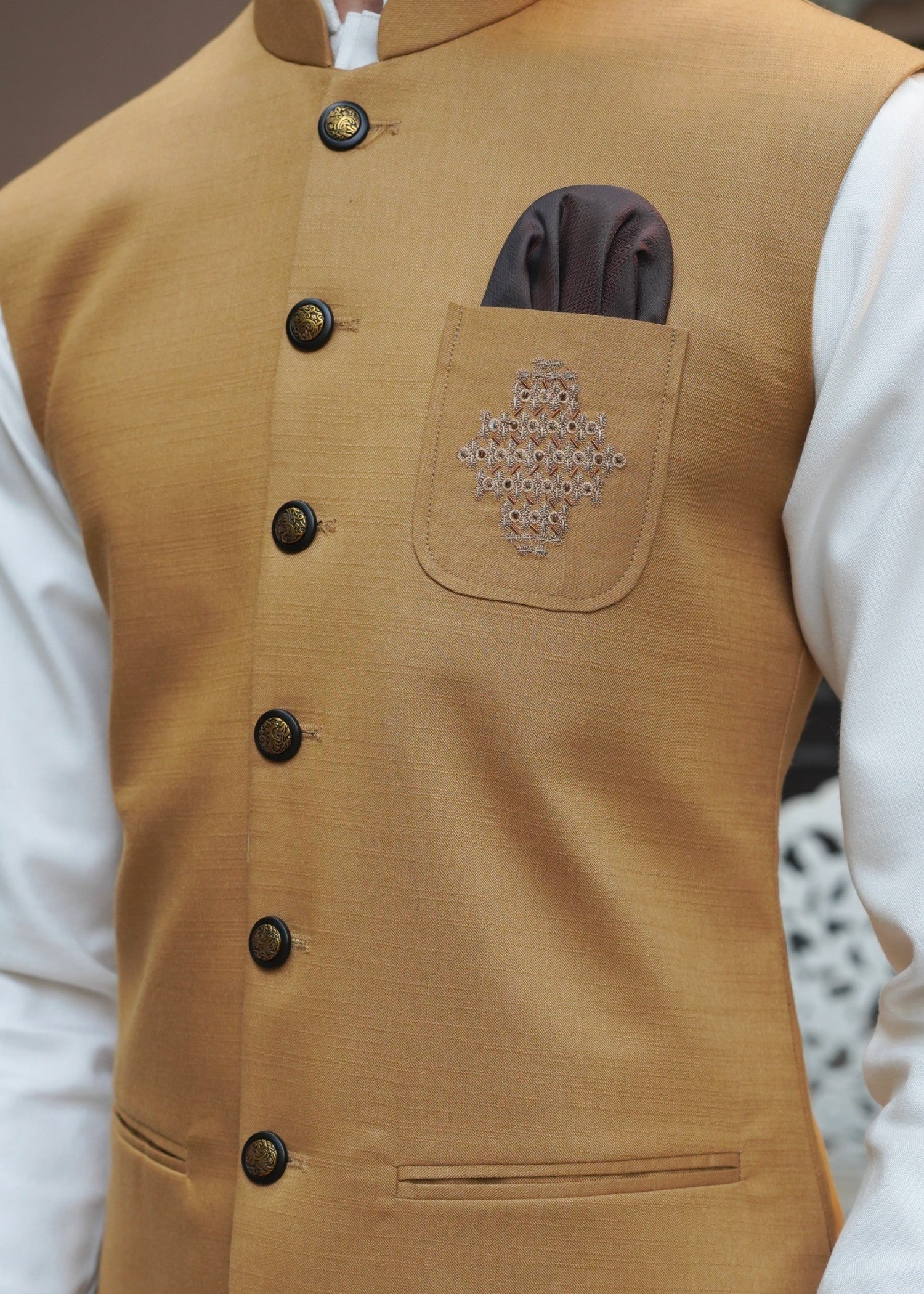 wool Waistcoat in Gold