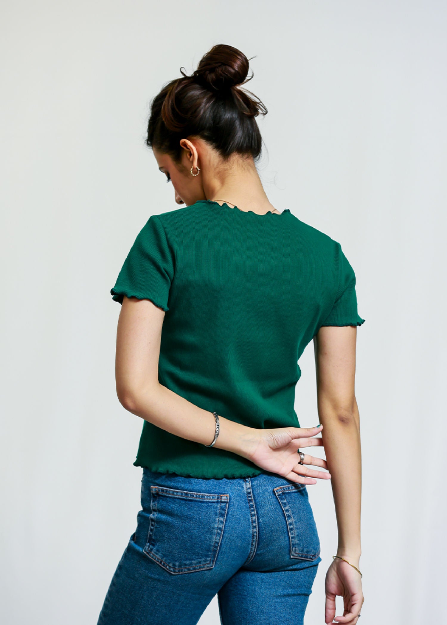 cotton Blouse in Dark green