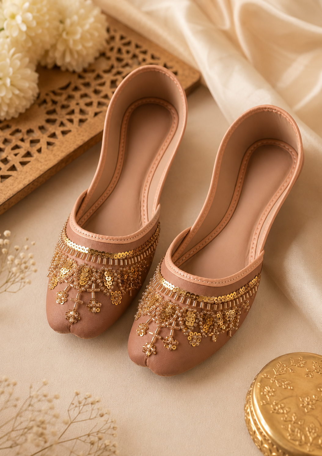 Khussa in Baby pink by - High Quality Women Khussa FRE8823