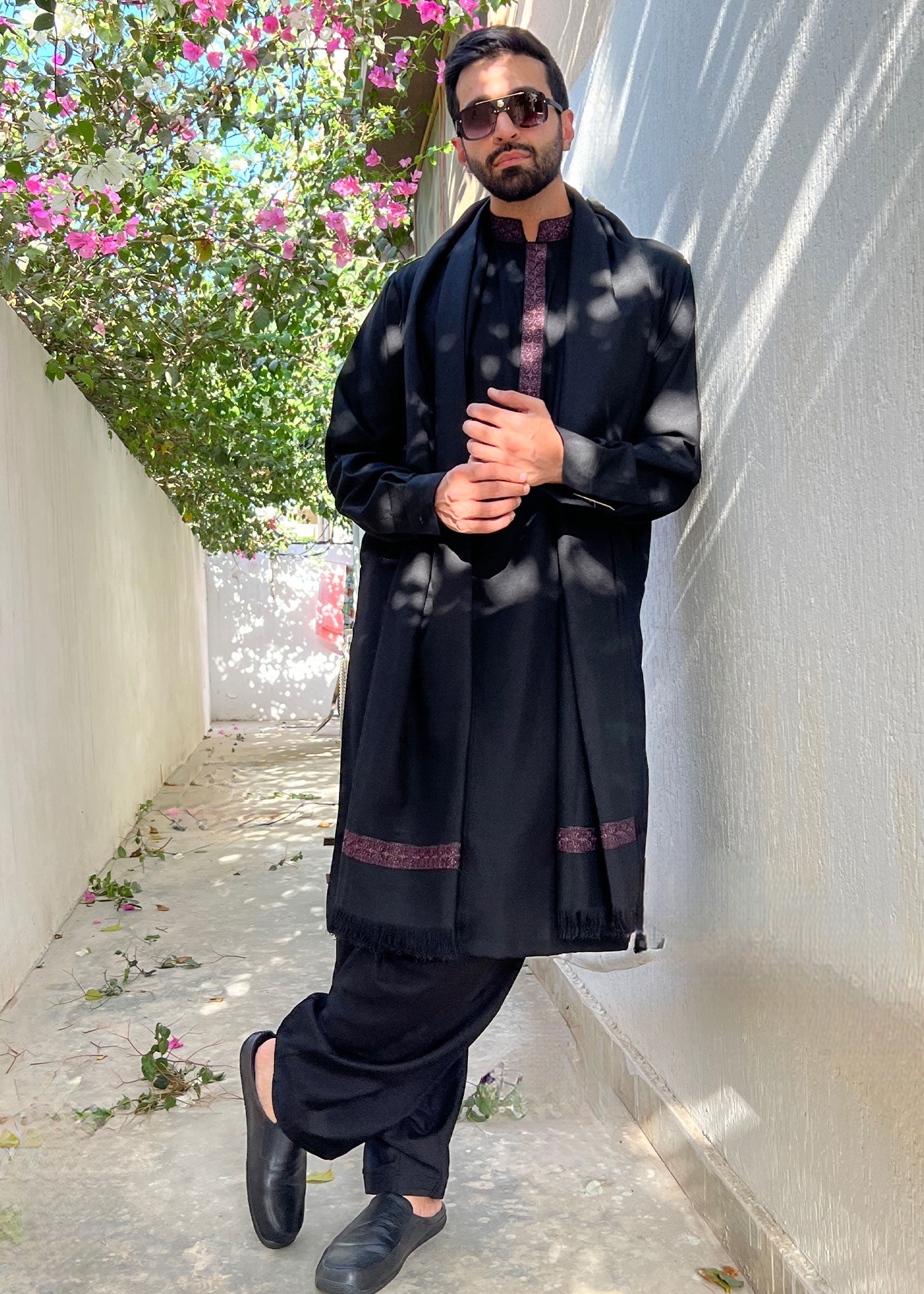 wool Shalwar Kameez in Black