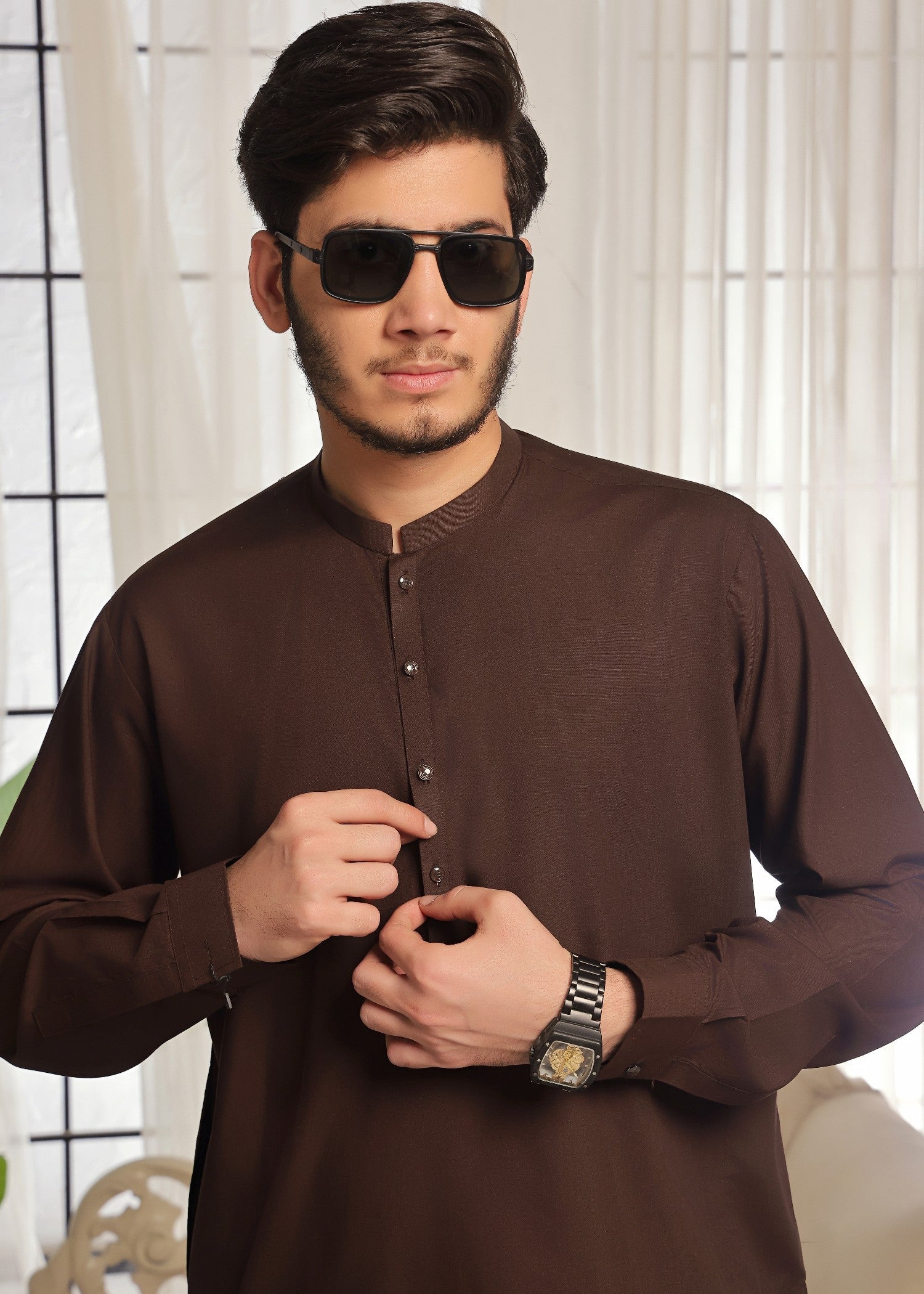 jamawar Waistcoat in Chocolate brown by The Great Masters (TGM)