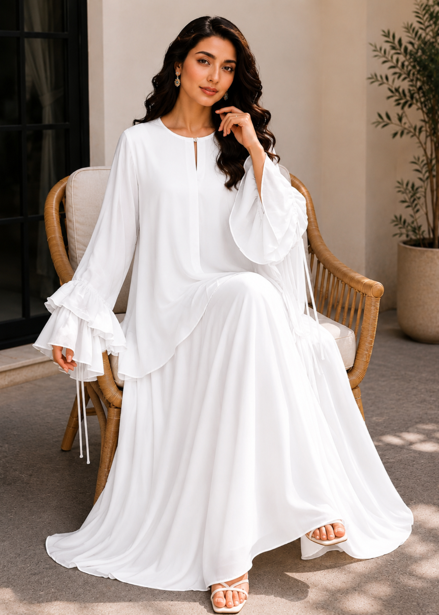 chiffon Skirt in White