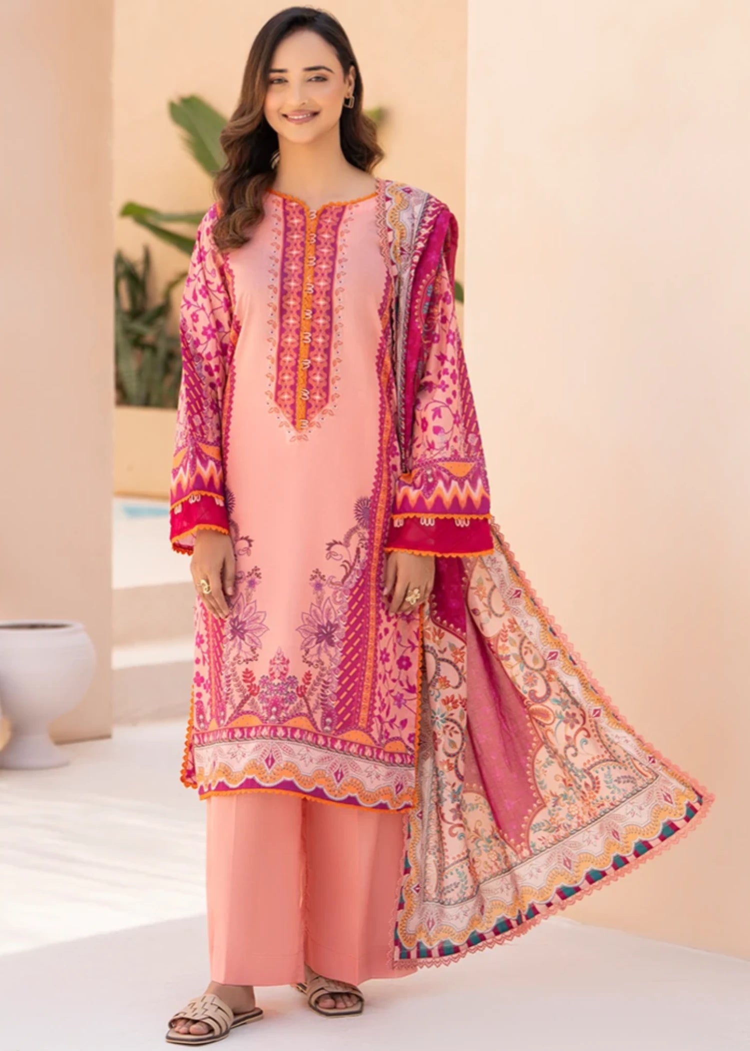 lawn Unstitched in Light pink