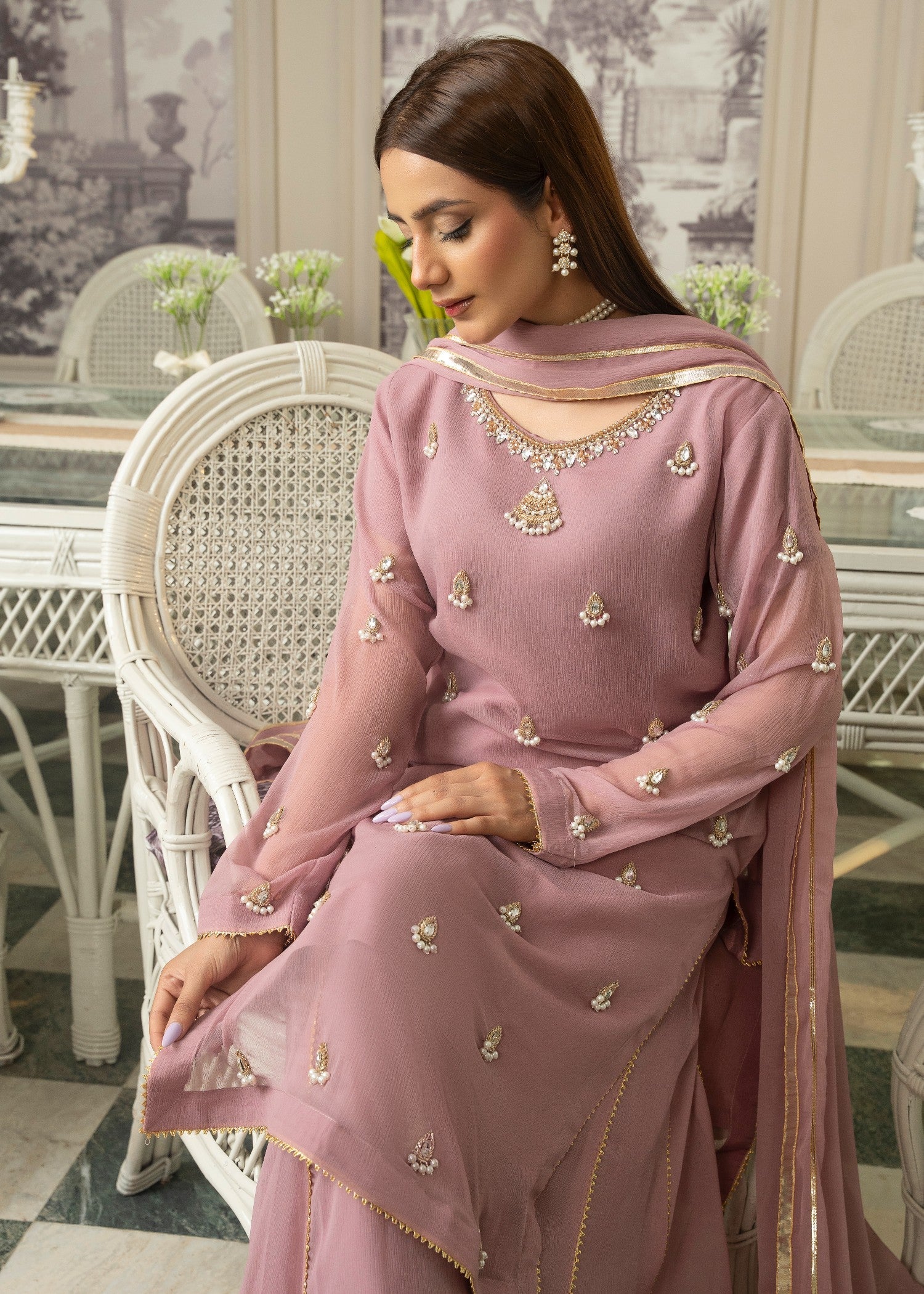 chiffon Sharara in Lilac