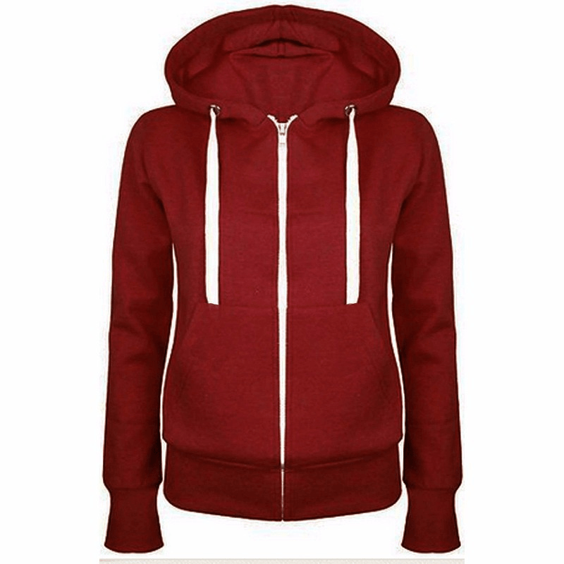 Men'S Fashion Solid Color Hooded Zip Jacket