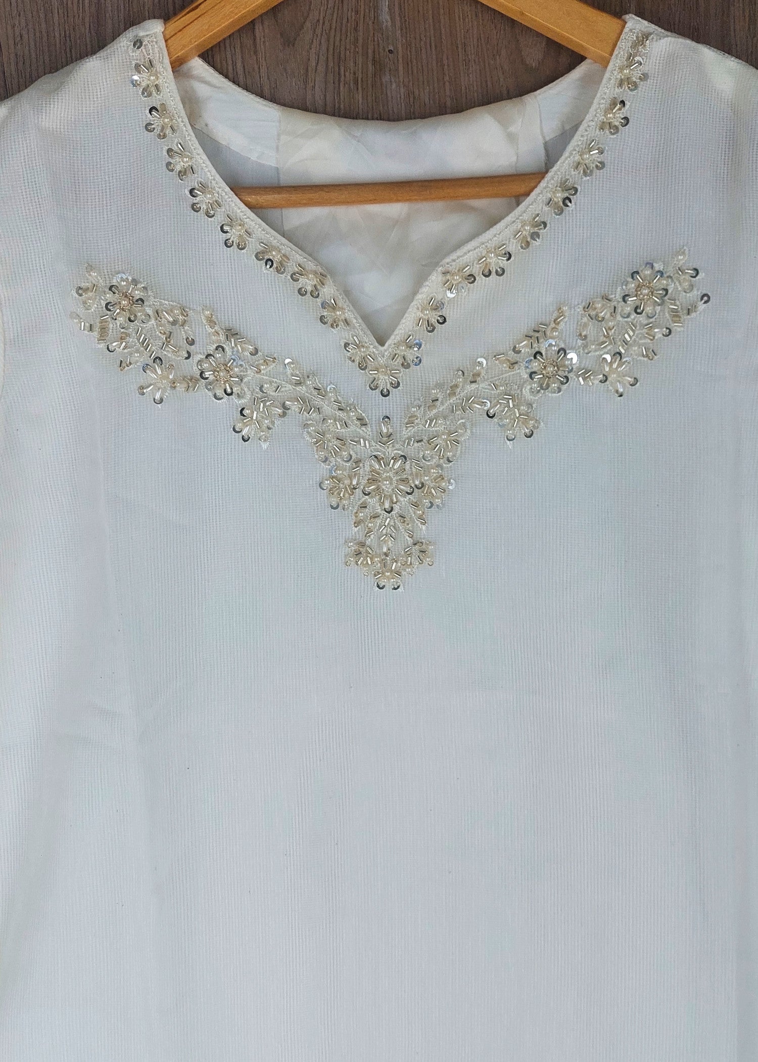 cotton krandi Kurta Set in Ivory