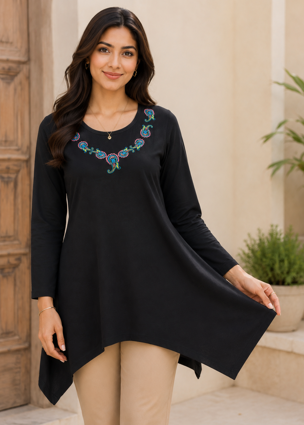 single jersey knit Top in Black