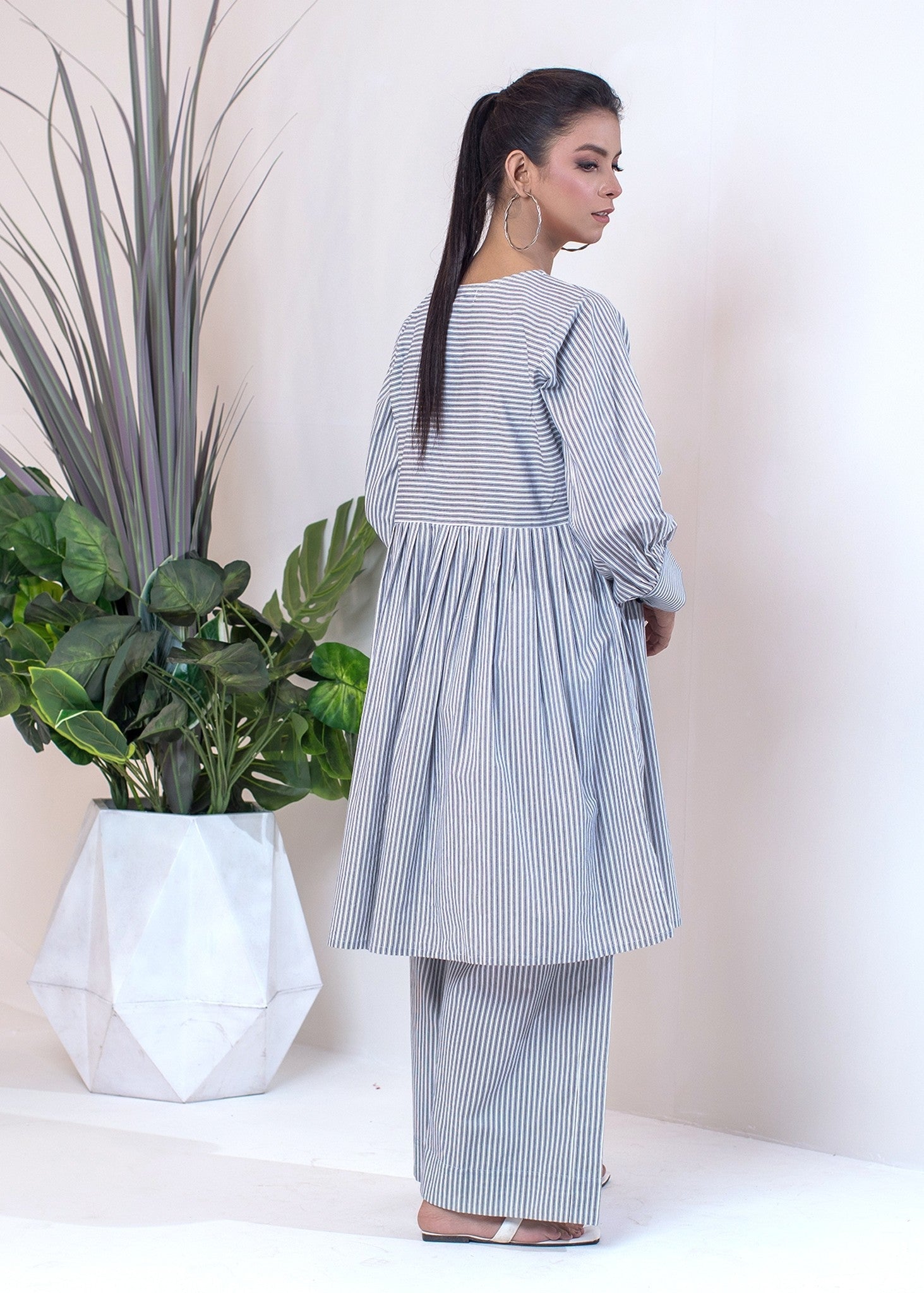 cotton Short Frock in Blue