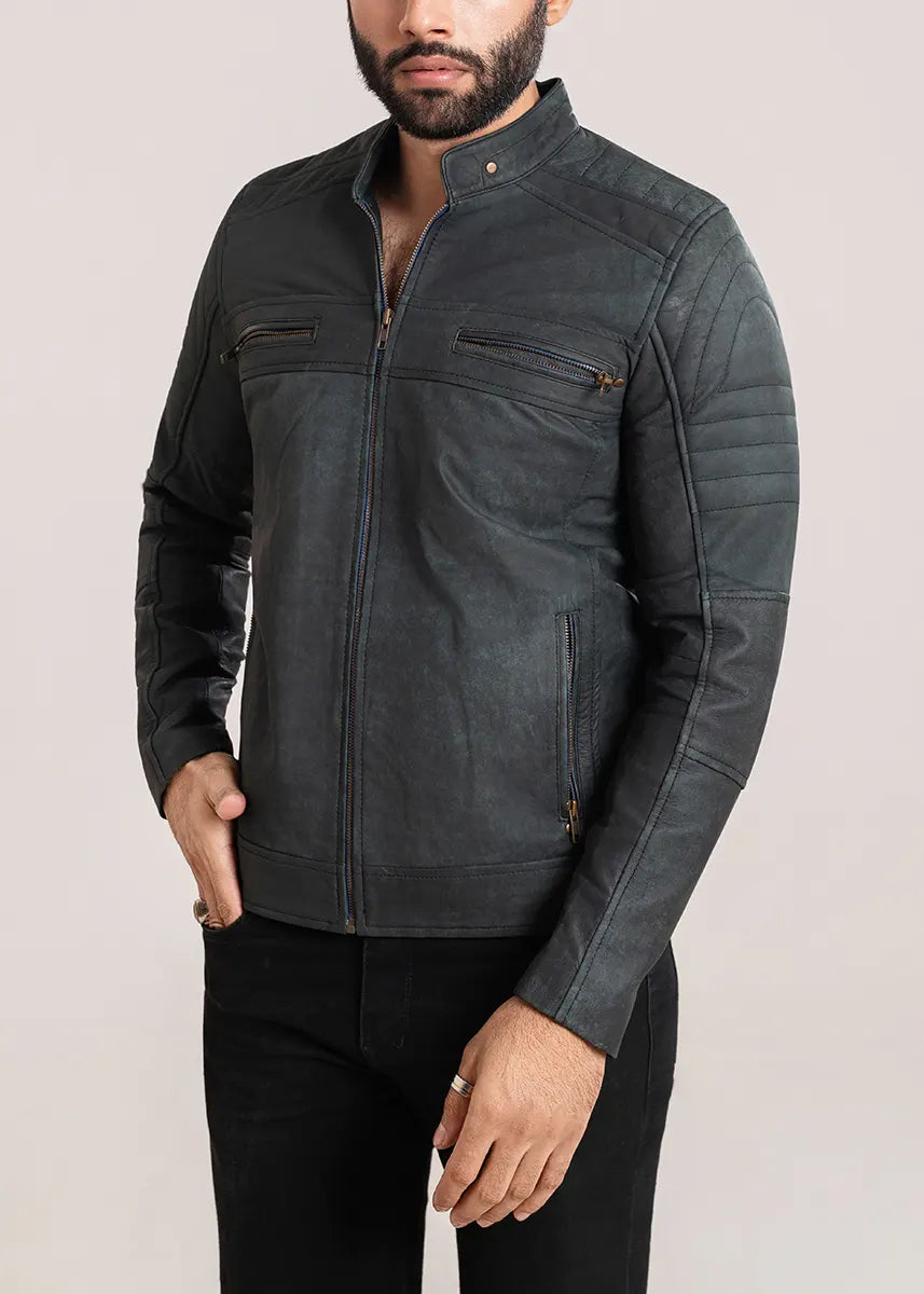 leather Jacket in Grey