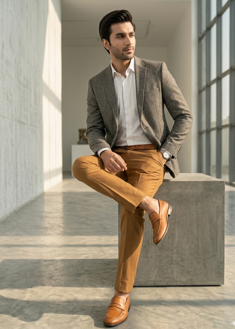 wool Blazer in Warm grey