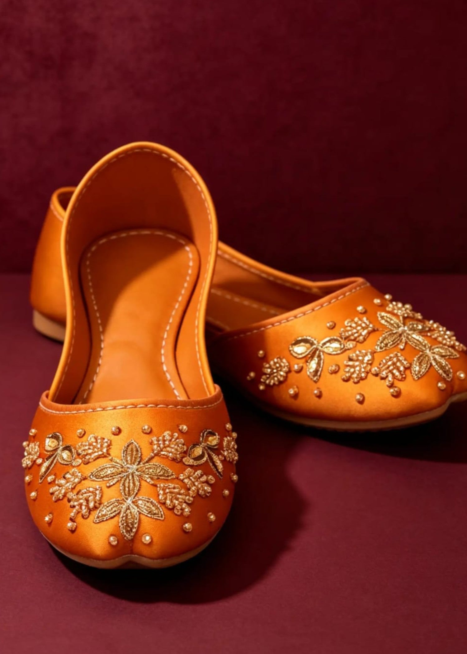 Khussa in Sunrise orange by - High Quality Women Khussa DOI1585