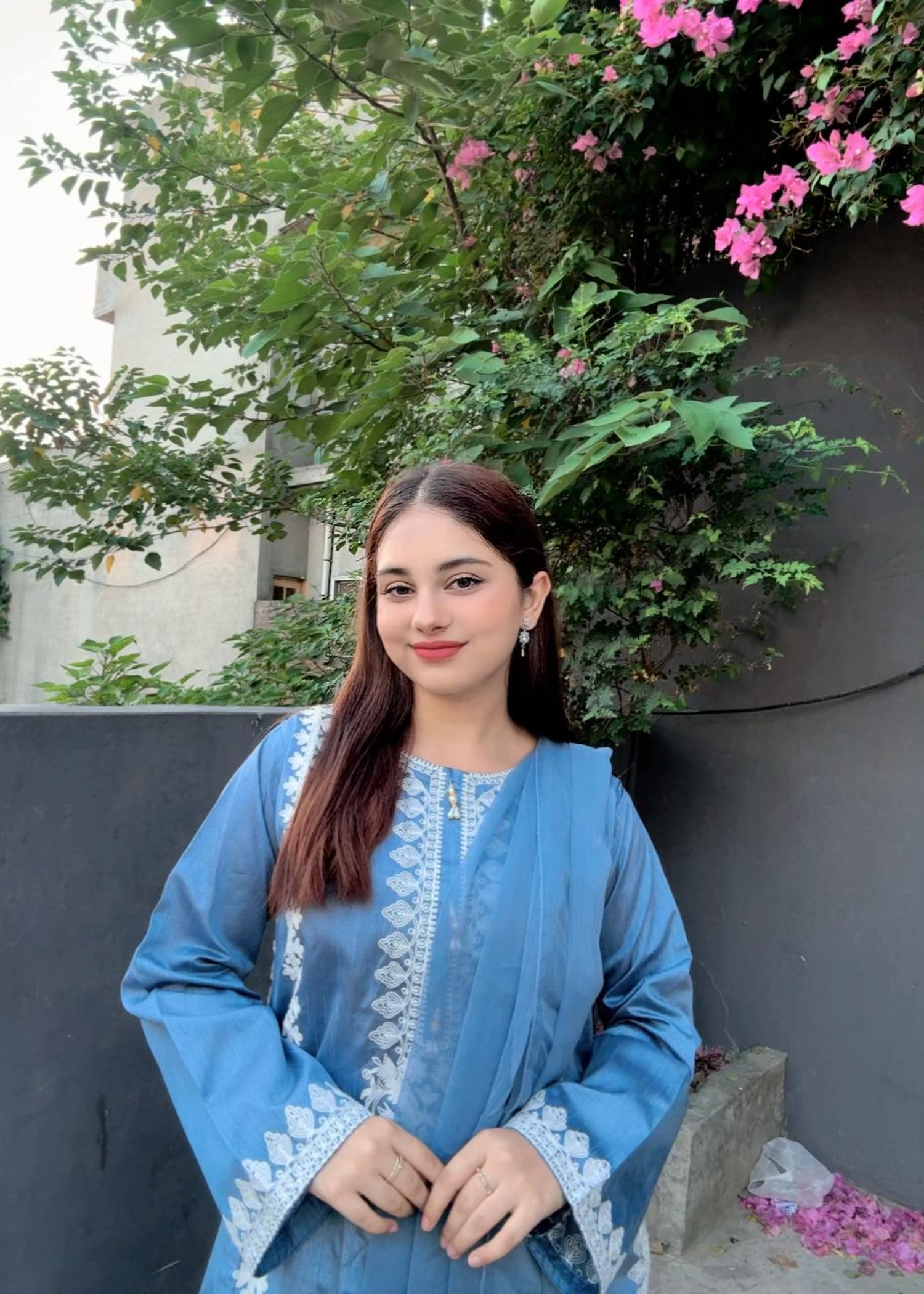 raw silk Kurta Set in Sky blue