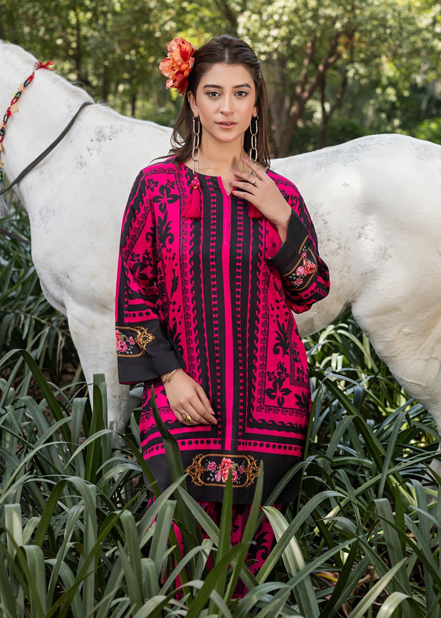 cotton silk Co Ord Sets in Shocking pink