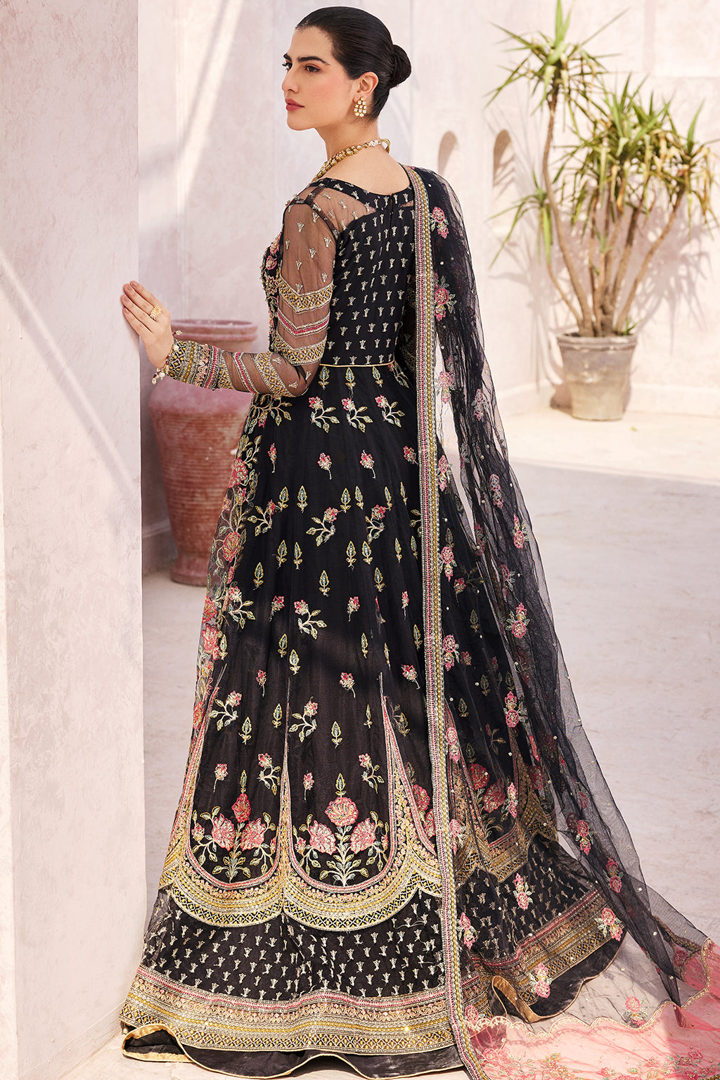 net Lehenga in Black