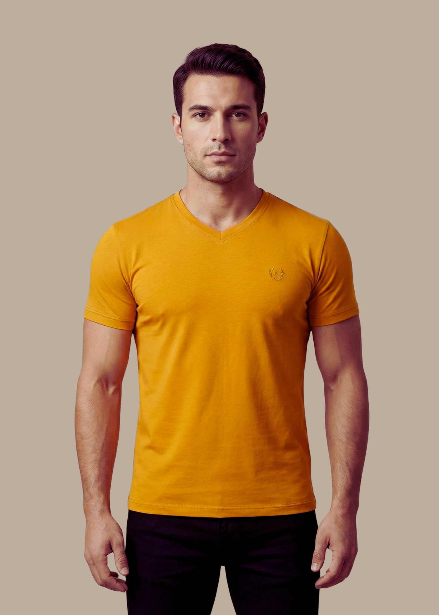 jersey knit T Shirt in Mustard by Pinstripe