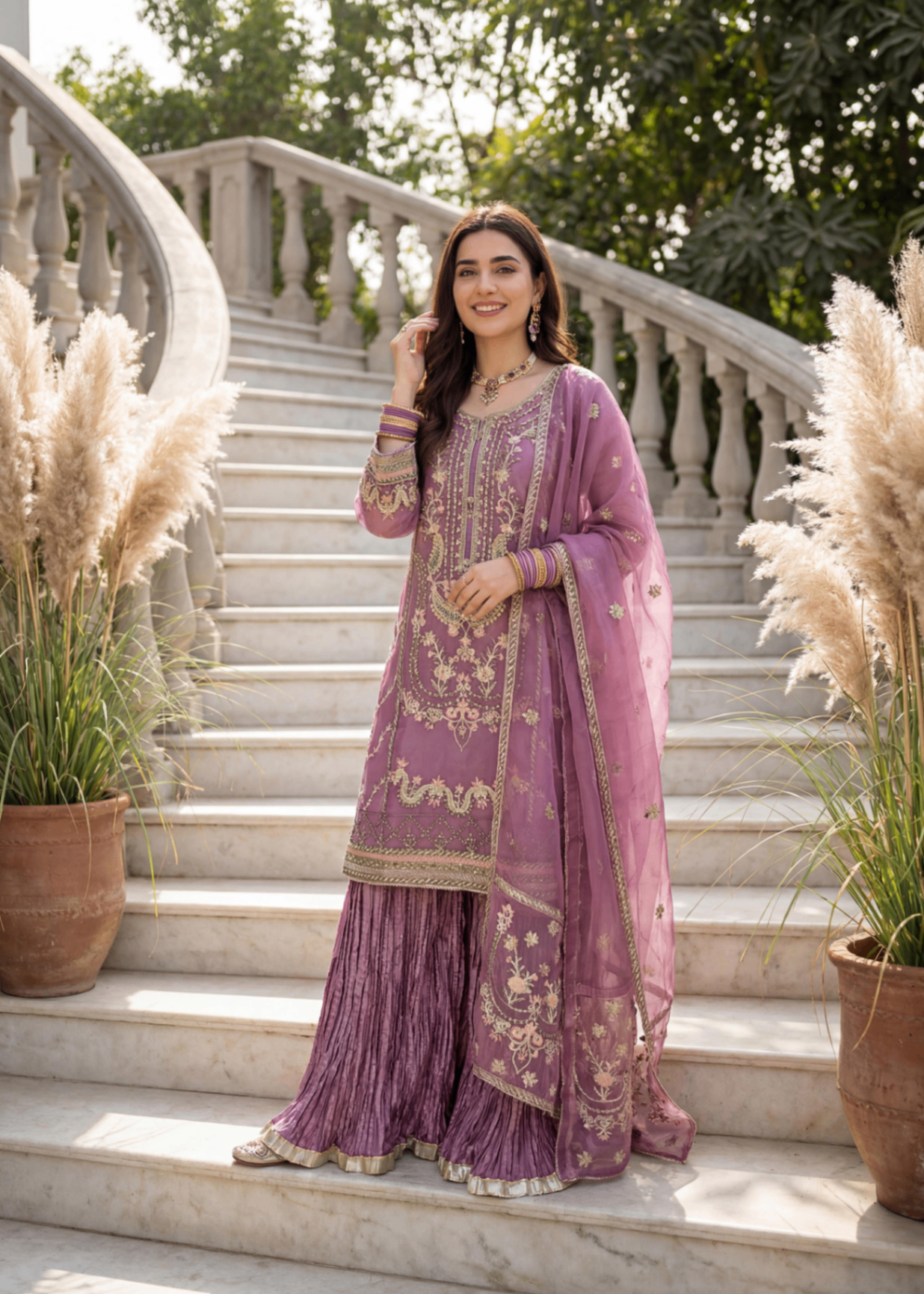 organza Sharara in Lilac