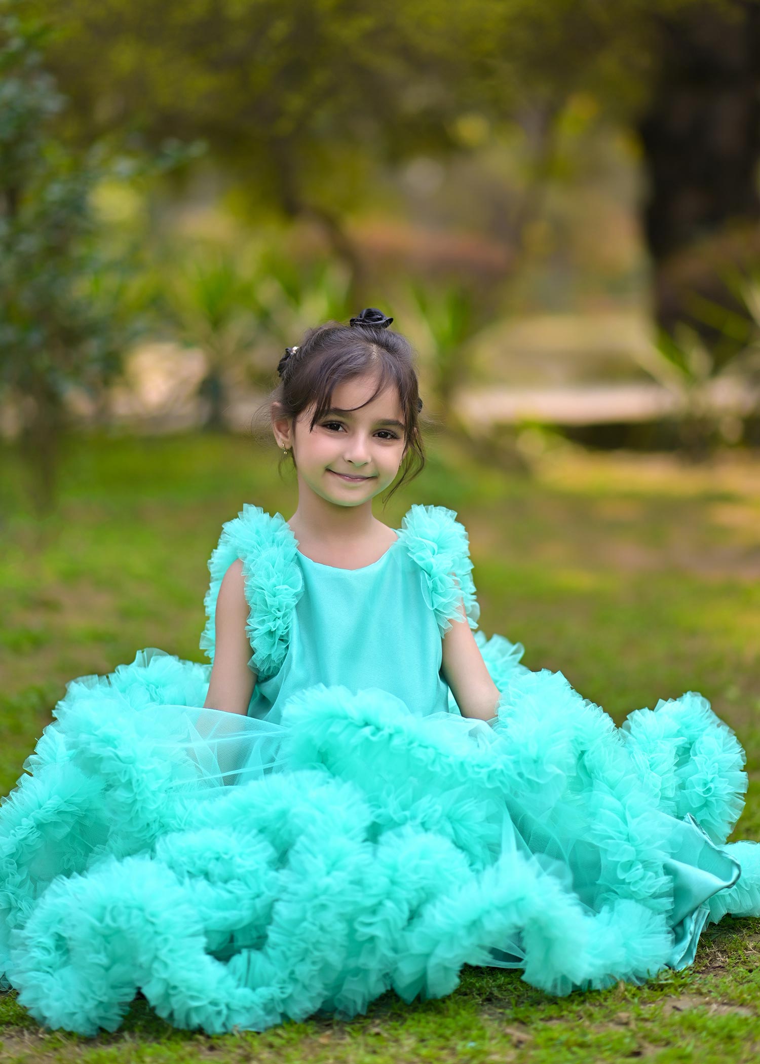 net Frock in Aquamarine