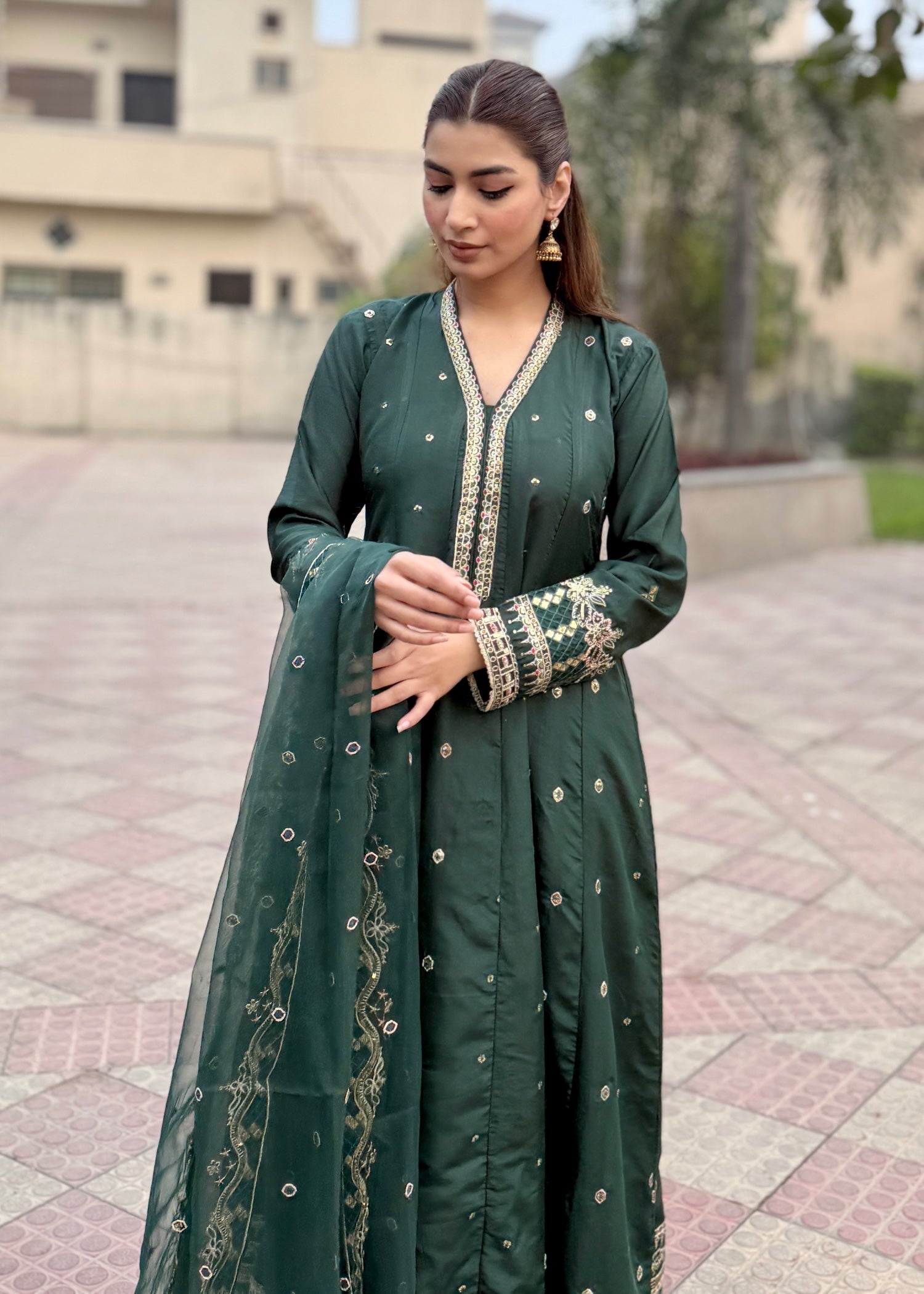 silk Maxi in Bottle green