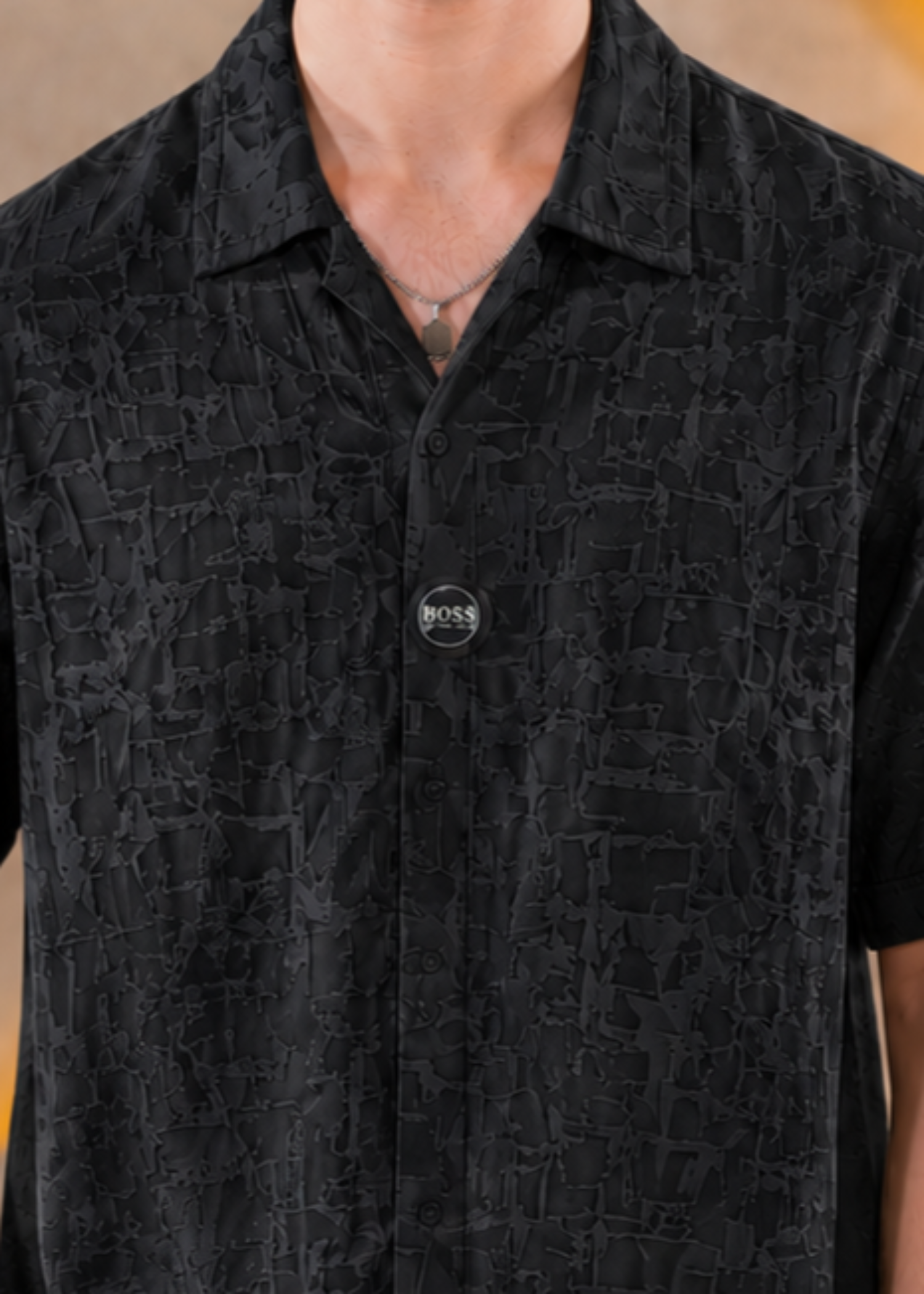 cotton Casual Shirt in Jet black