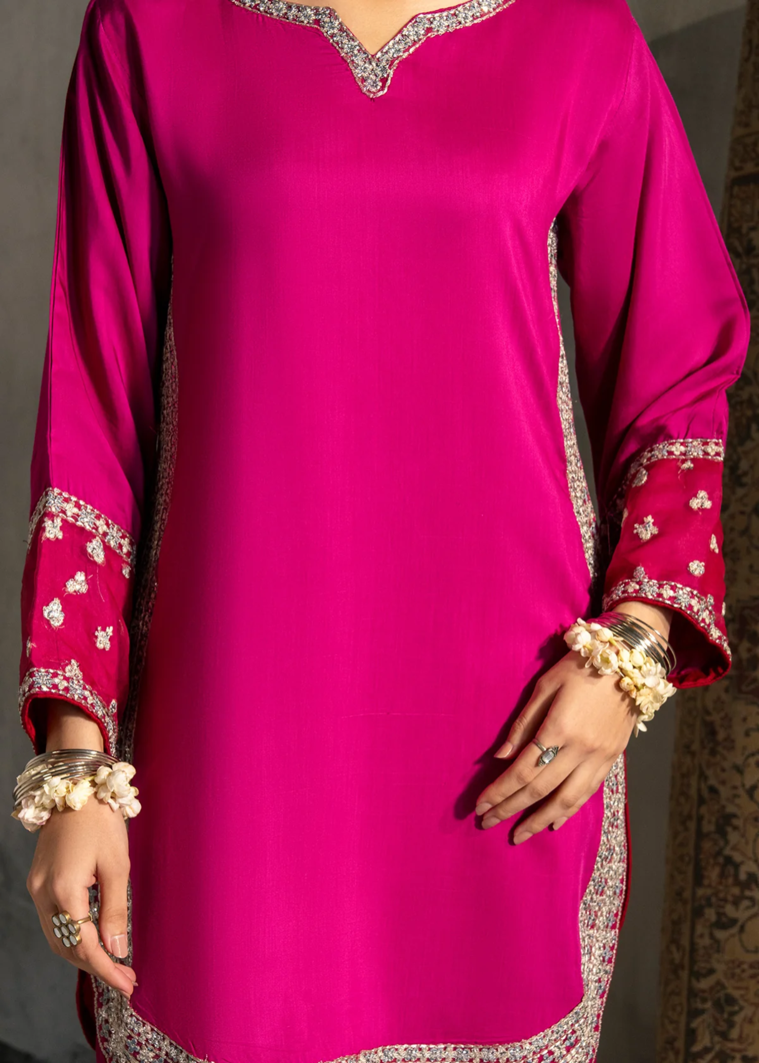 viscose Kurta Set in Fuchsia