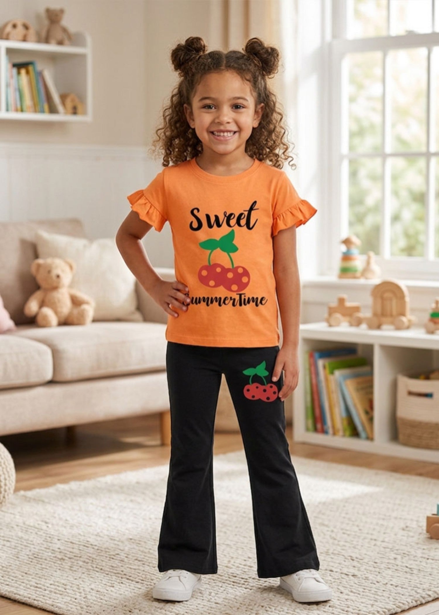 Co Ord Sets in Black, bright orange