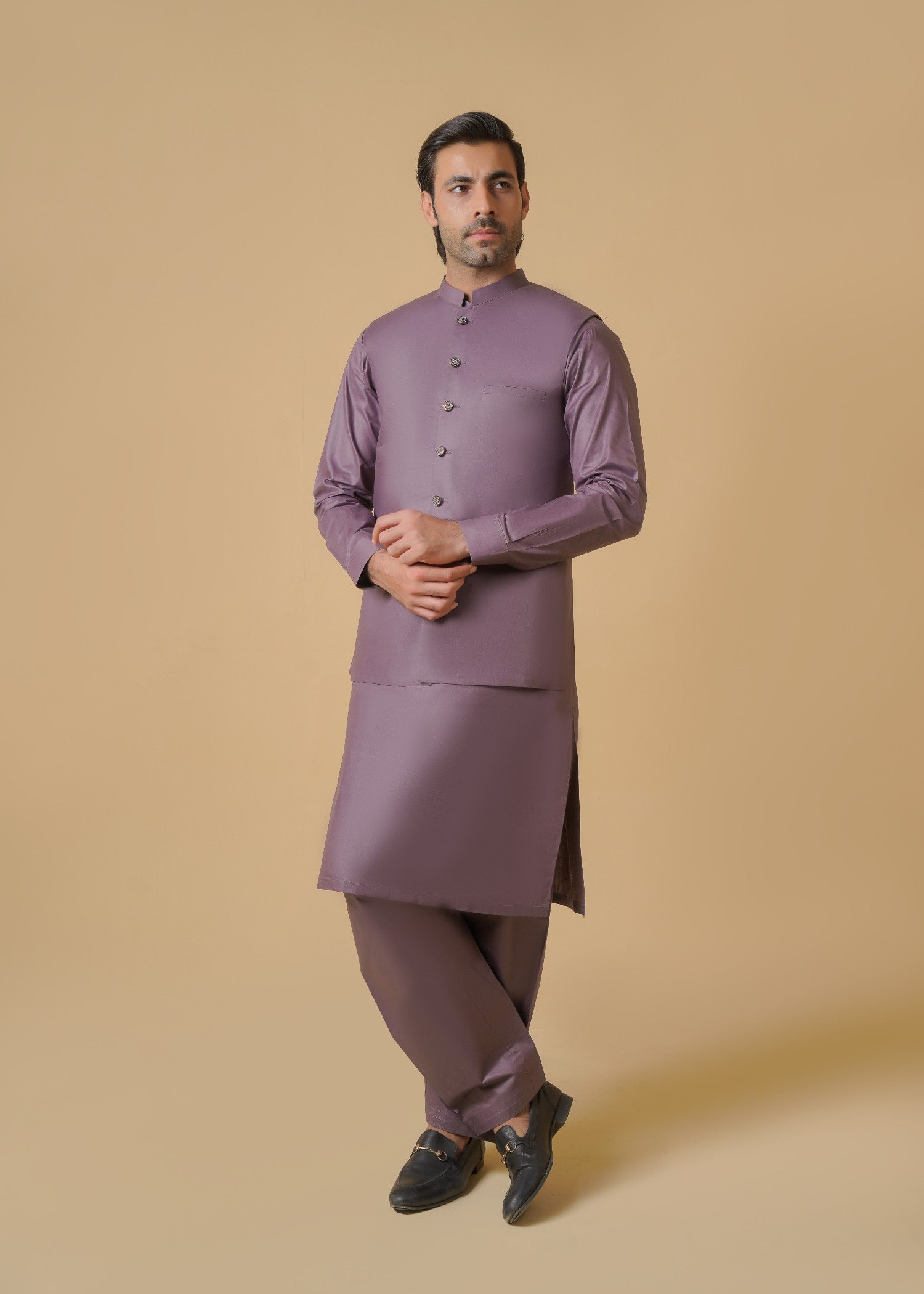 wash & wear Waistcoat in Mauve