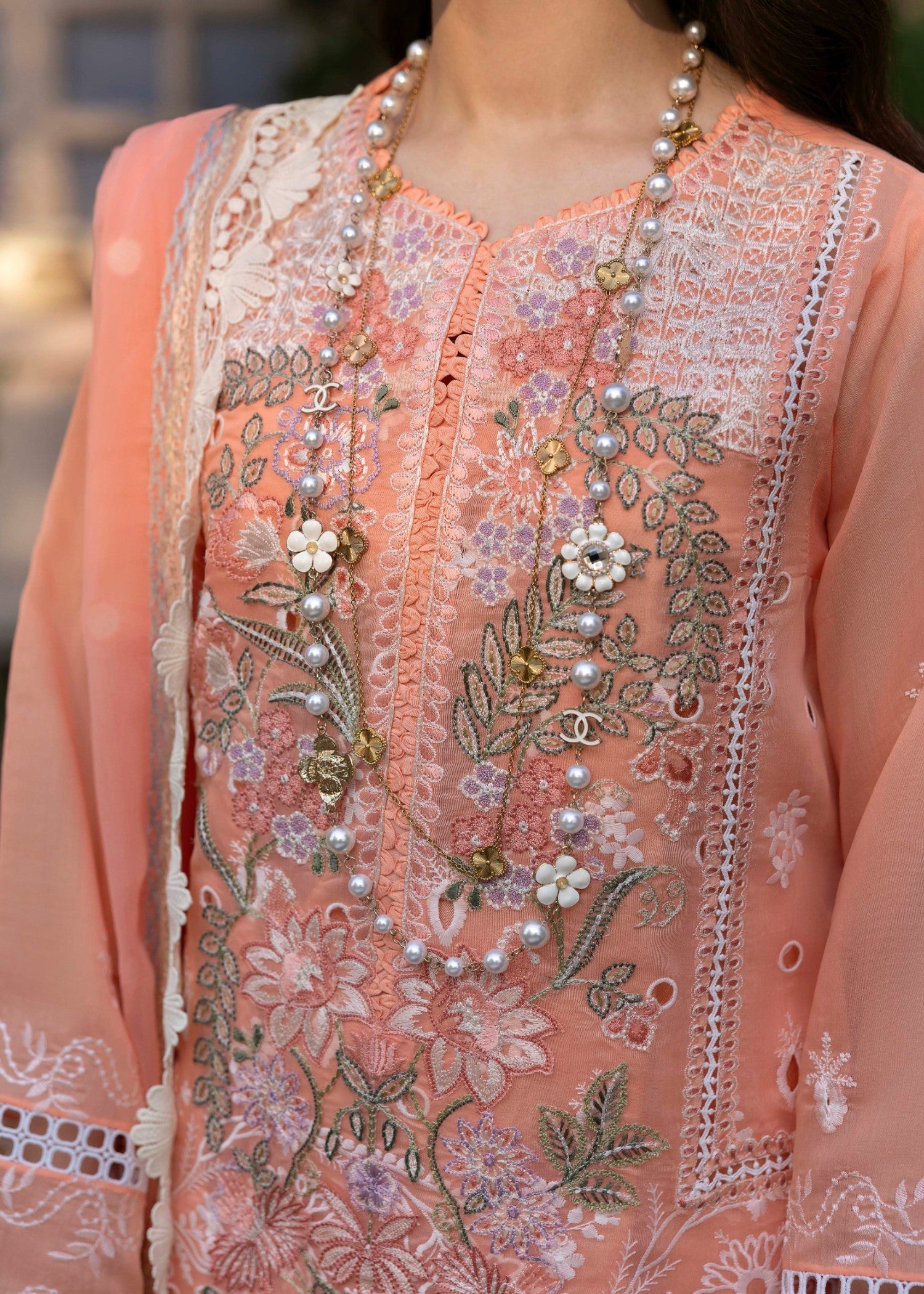 voile Unstitched in Peach pink