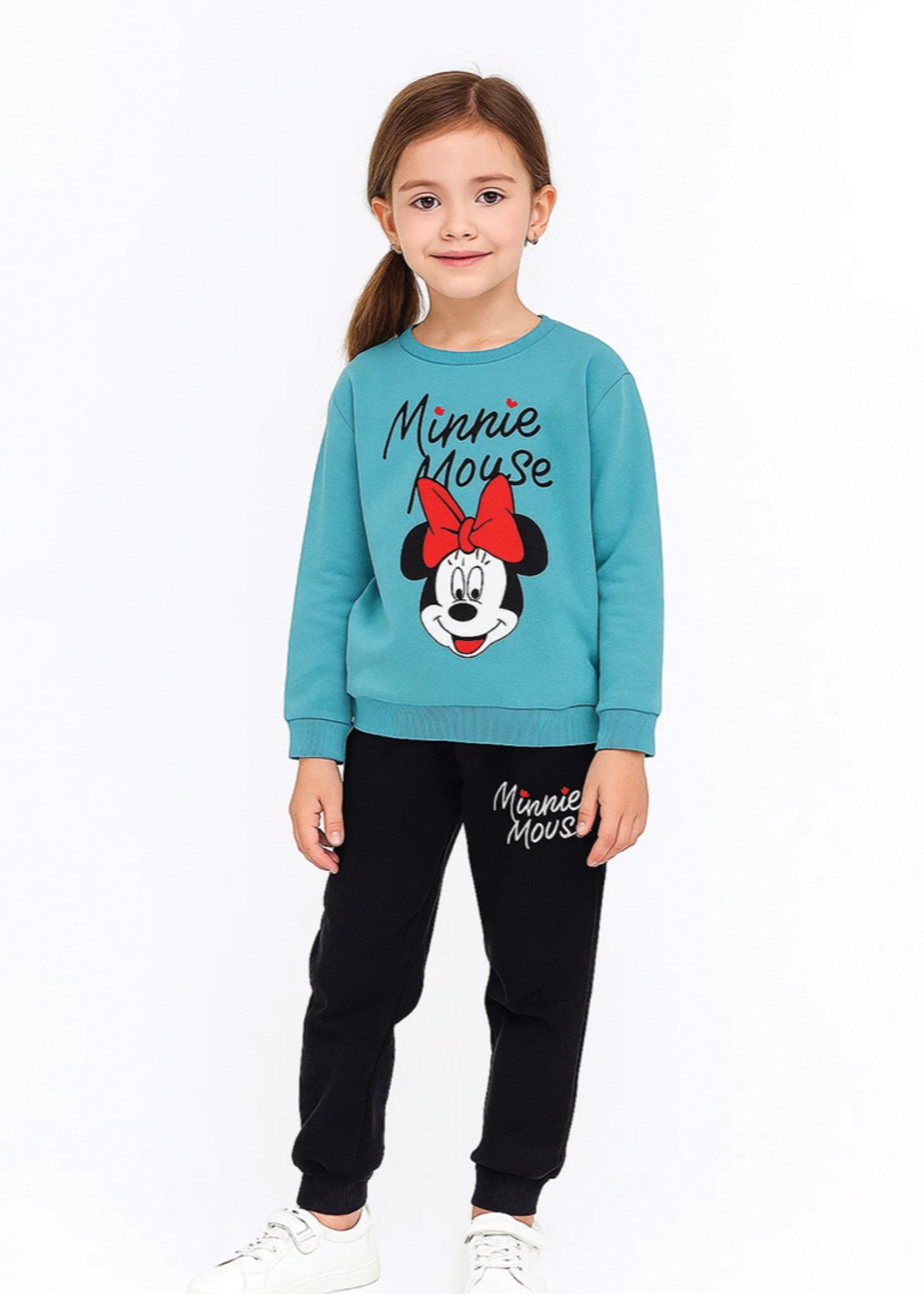 fleece Sweatshirt in Black, light blue