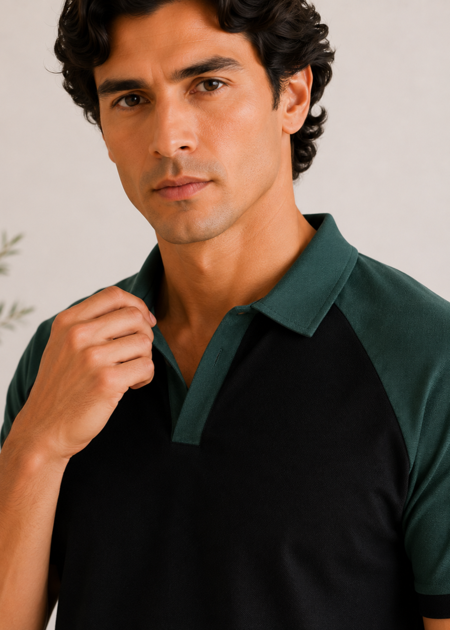 cotton pique Polo Shirt in Black, dark green