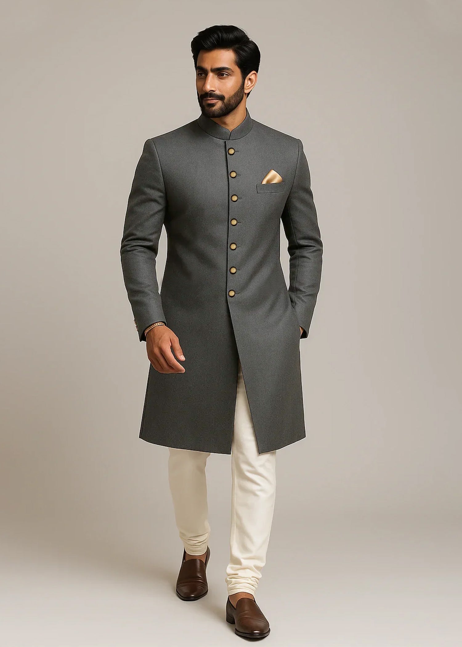 suiting Sherwani in Dark grey