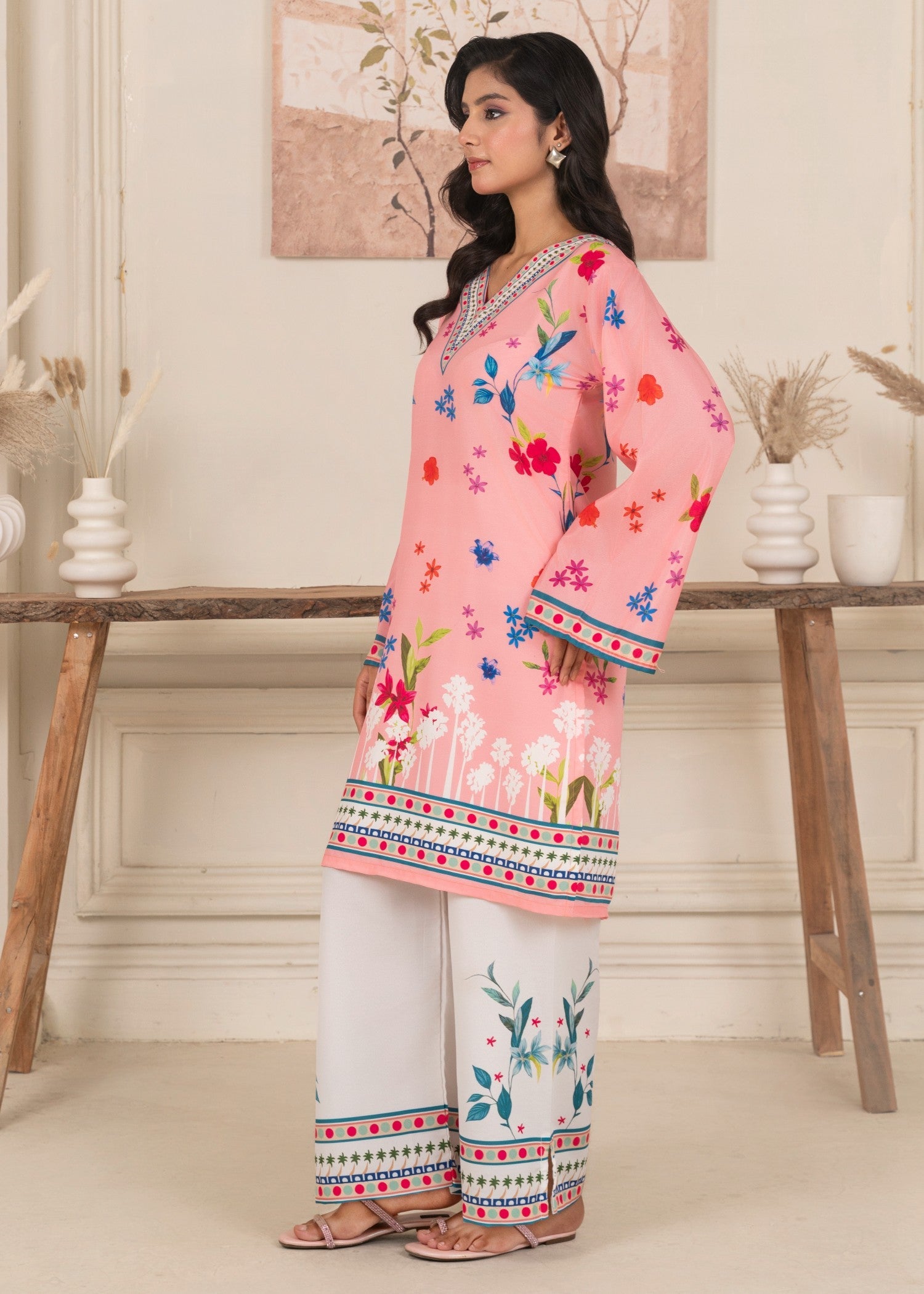 poly lawn Co ord Sets in Bubblegum pink