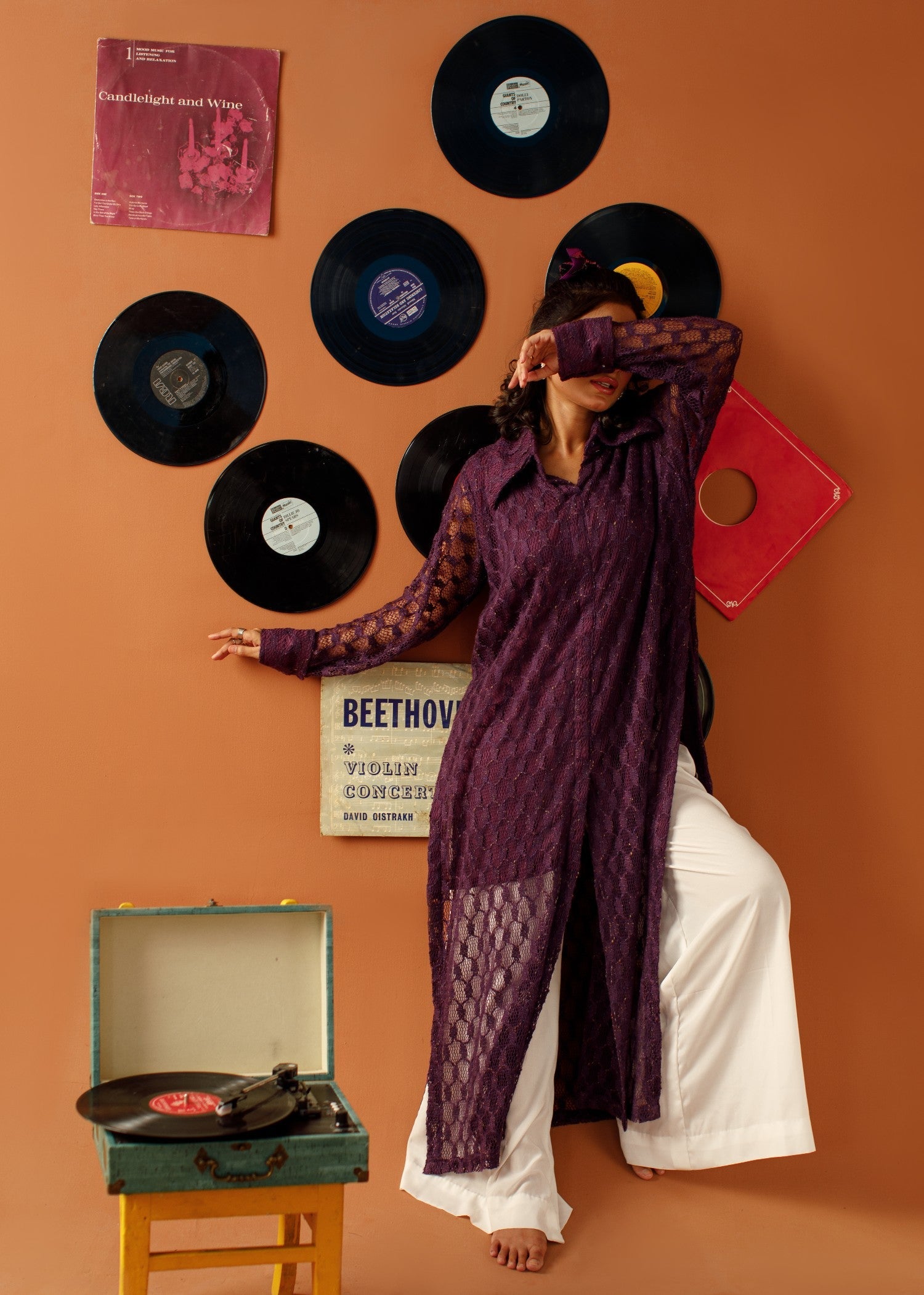 chantilly Kurta Set in Plum purple