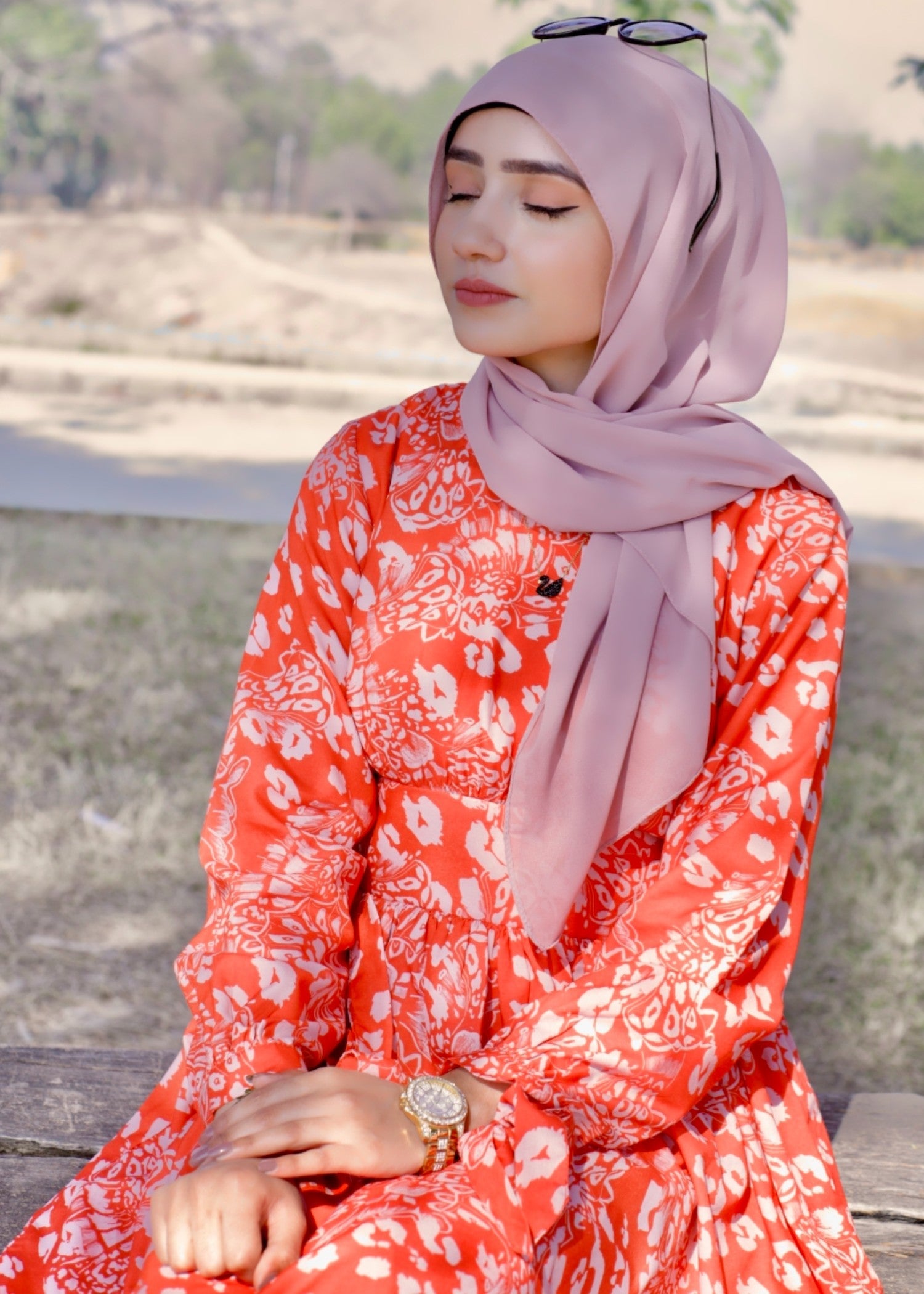 cotton viscose Dress in Red