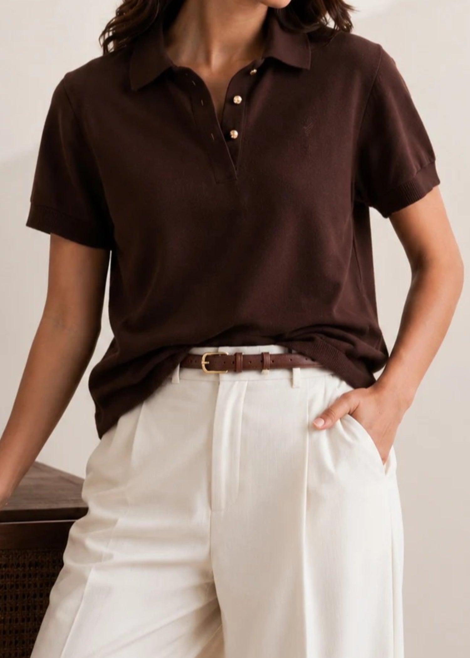 cotton T Shirt in Chocolate brown