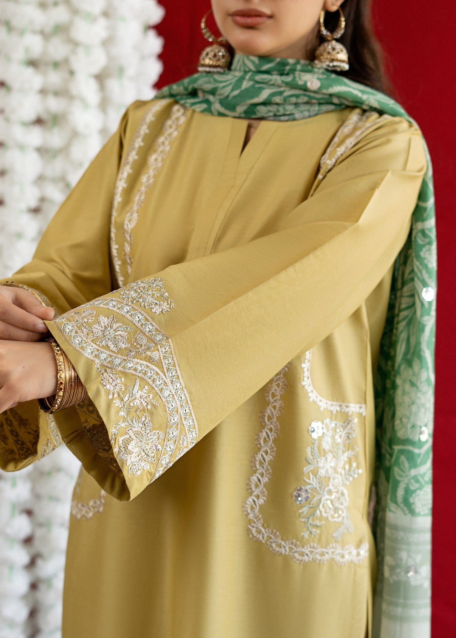 lawn Kurta Set in Mellow yellow