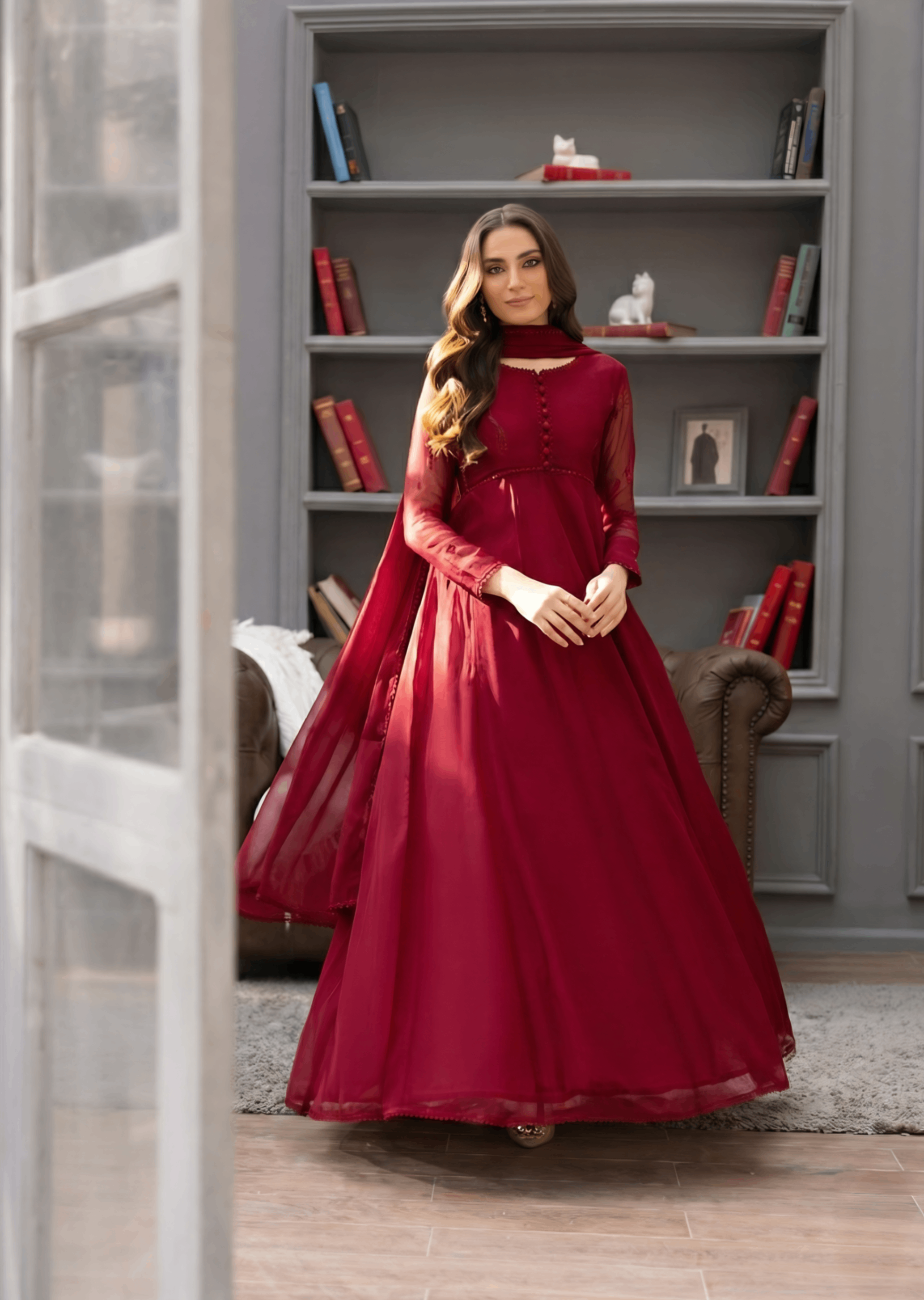 chiffon Maxi in Maroon