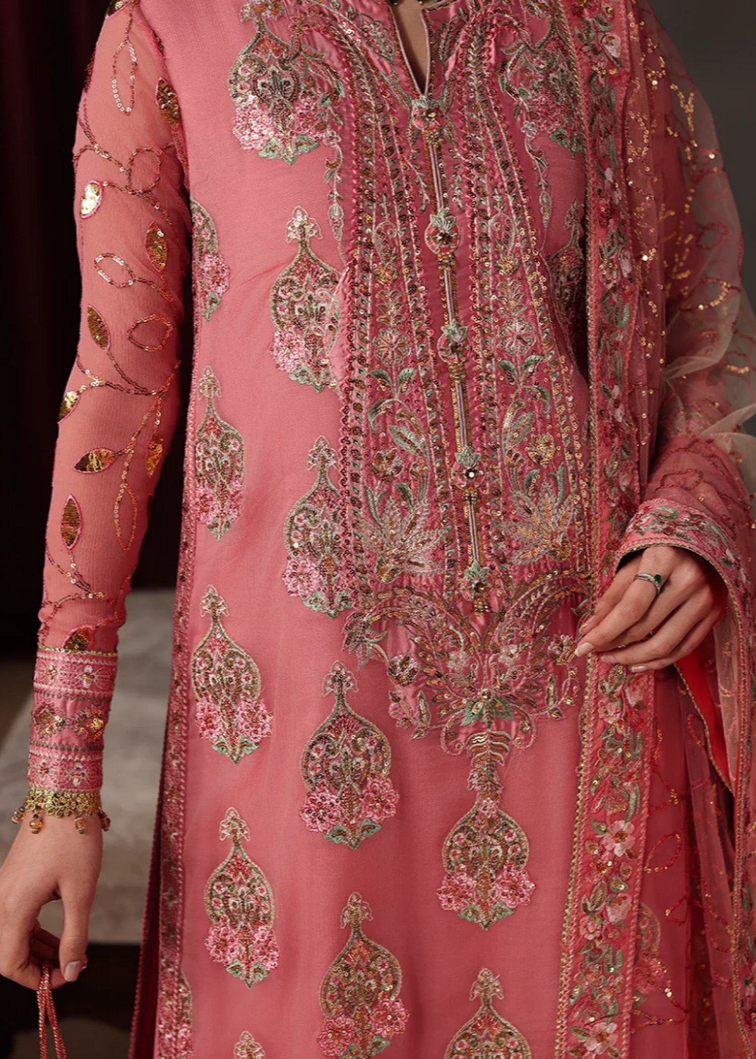 chiffon Unstitched in Strawberry pink