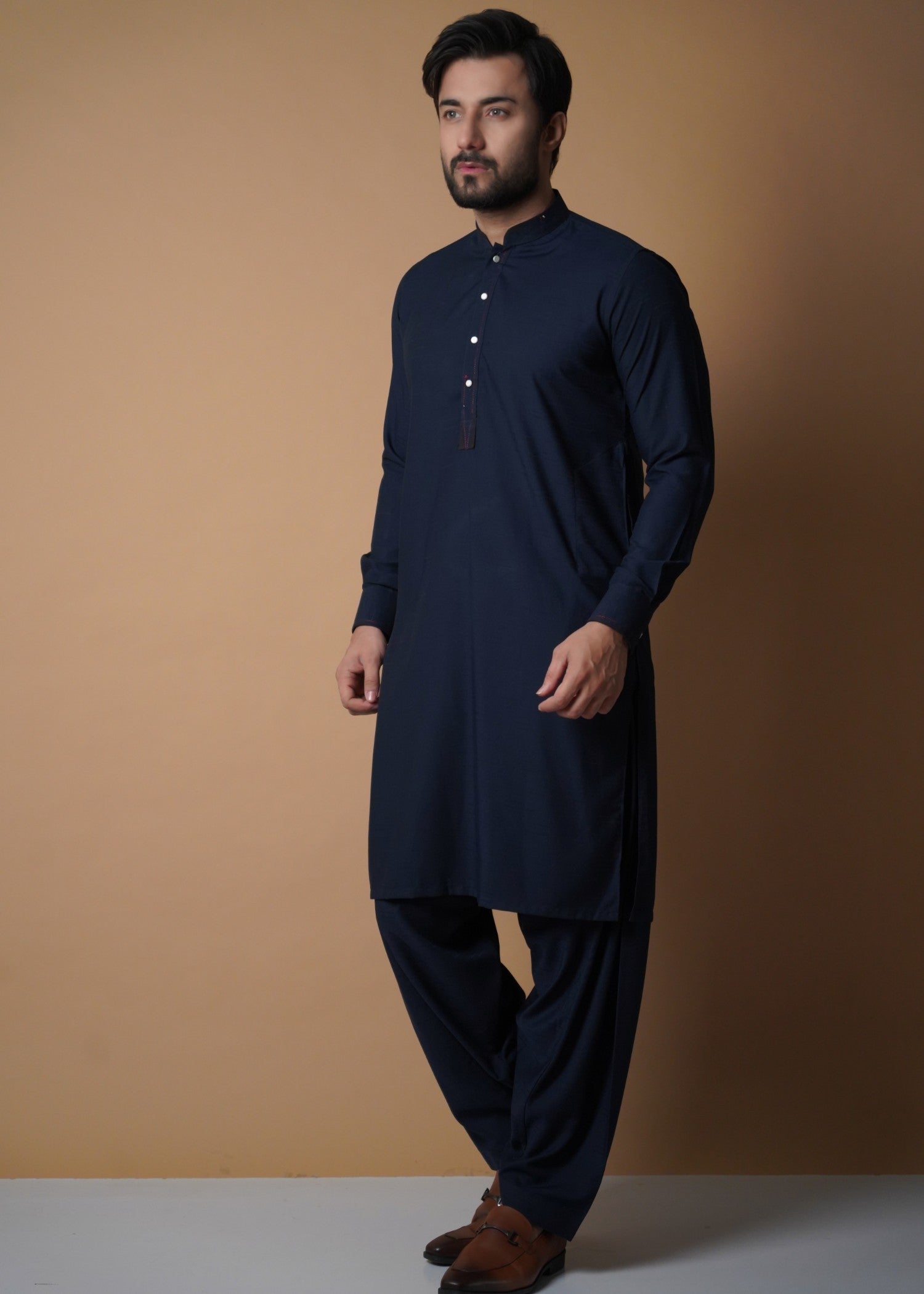 cotton viscose Shalwar Kameez in Navy blue