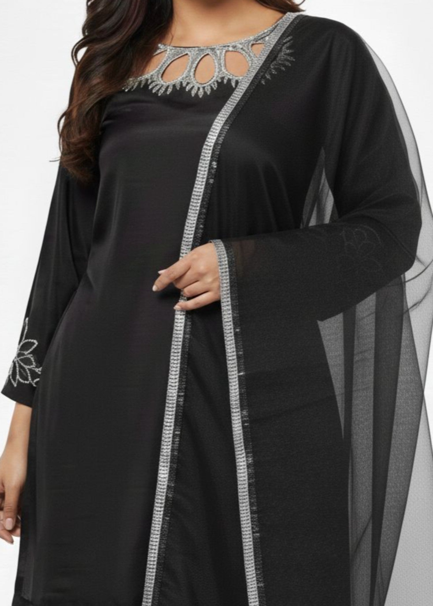 pk grip silk Kurta Set in Black
