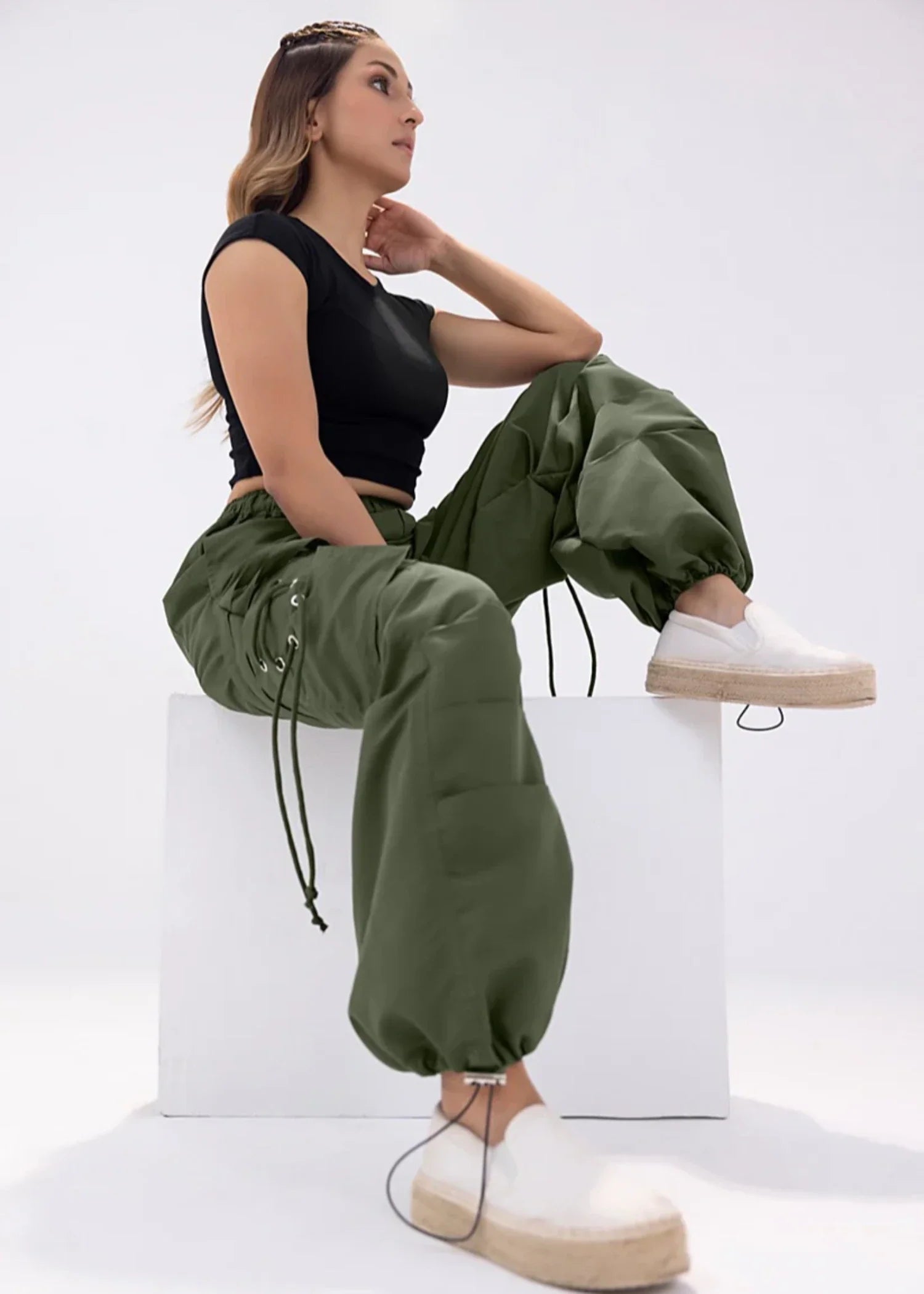 twill cotton Pants in Green
