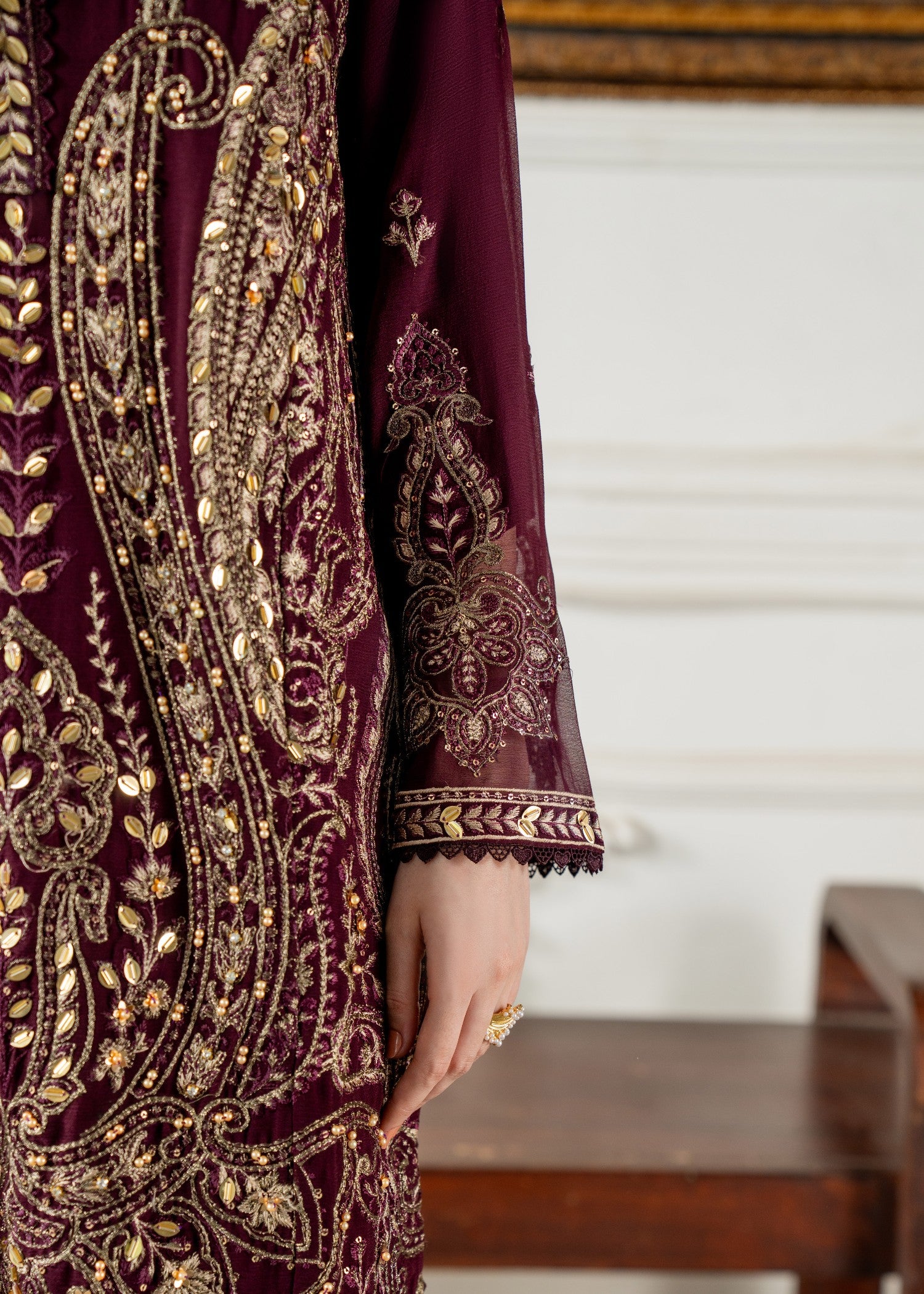 chiffon Kurta Set in Wine
